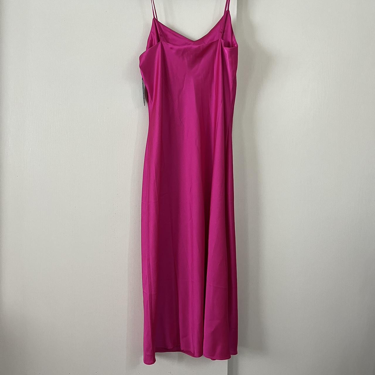 Hot pink silk dress. Hot pink silk midi dress. Brand... - Depop