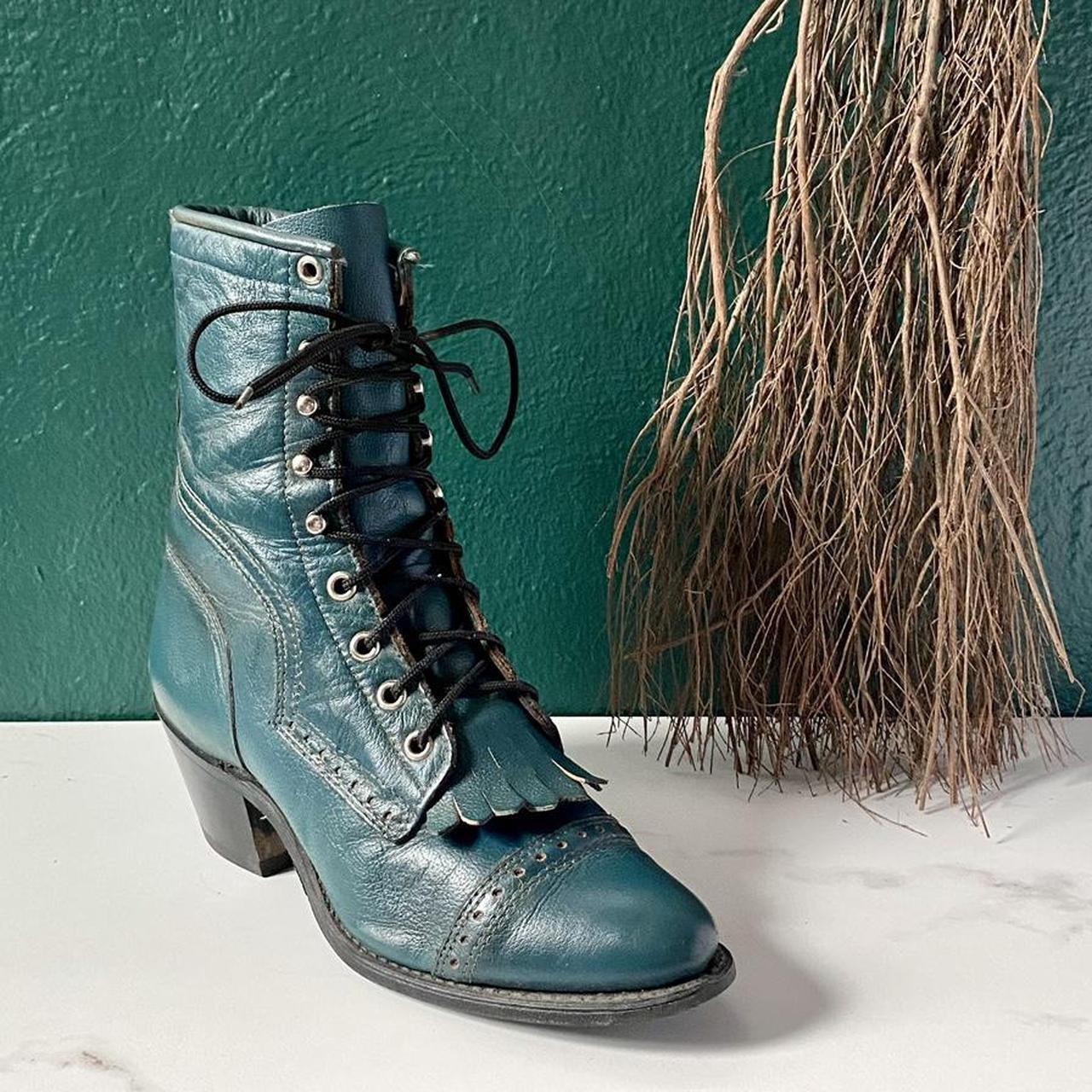 Vintage Teal Leather Roper Boots CURRENT SALES. Depop