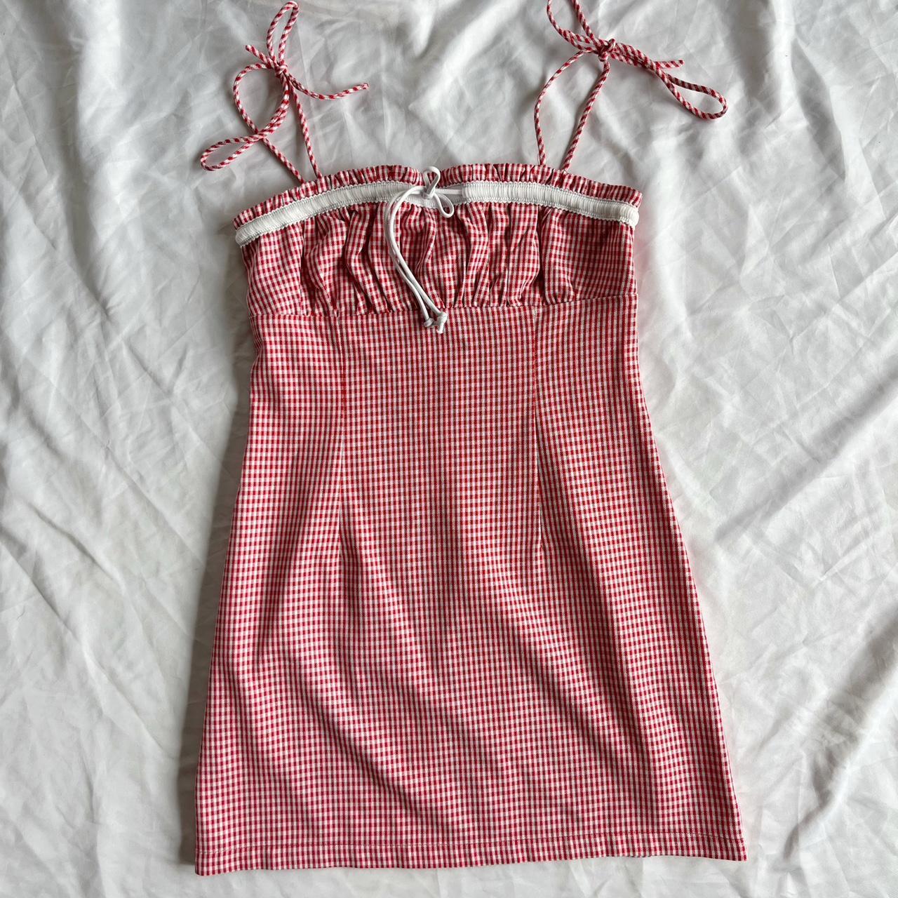 Verge Girl Women's Red and White Dress Depop