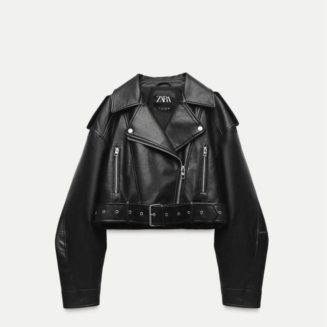 Cropped biker jacket zara online