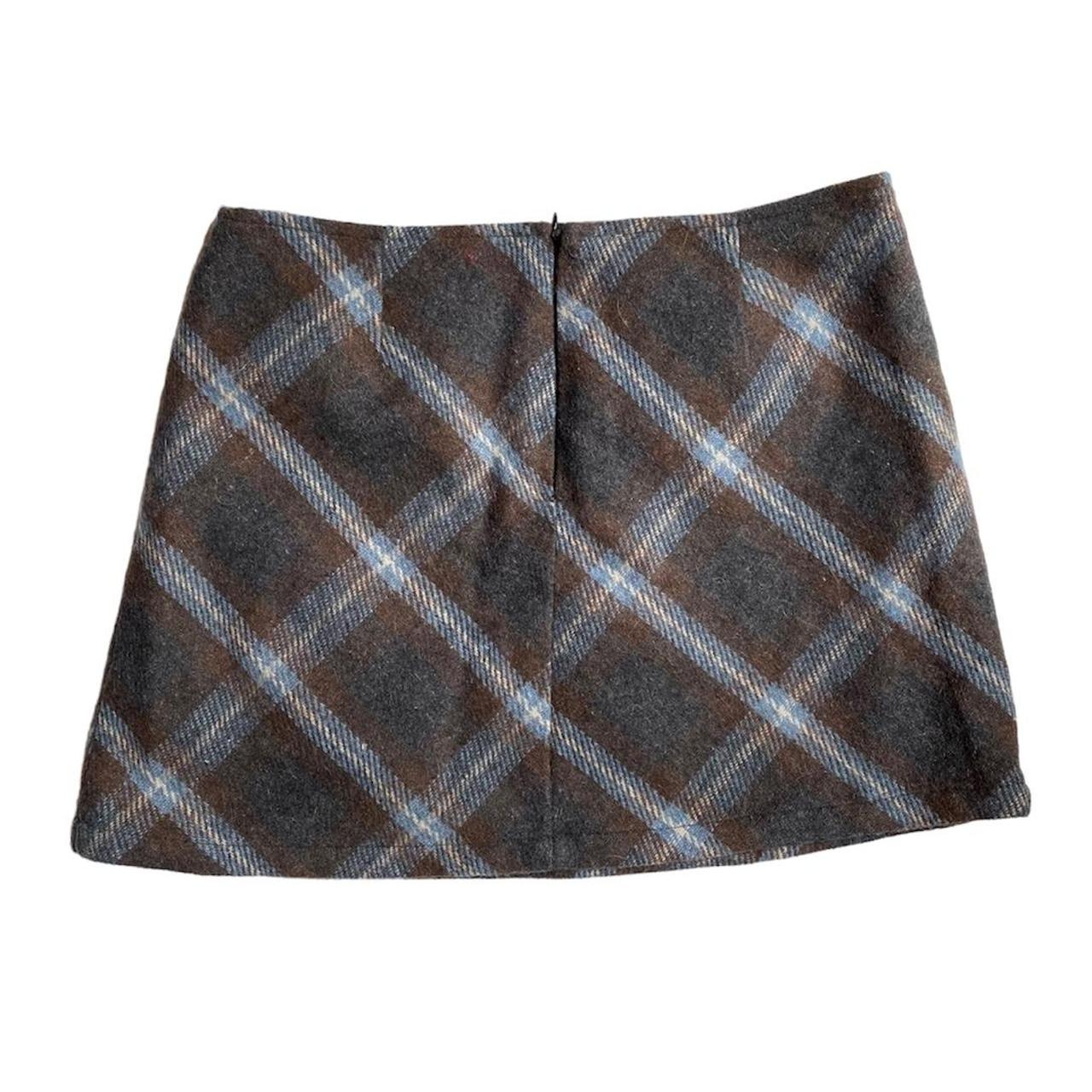 perfect 90s style plaid skirt in blue and brown with... - Depop