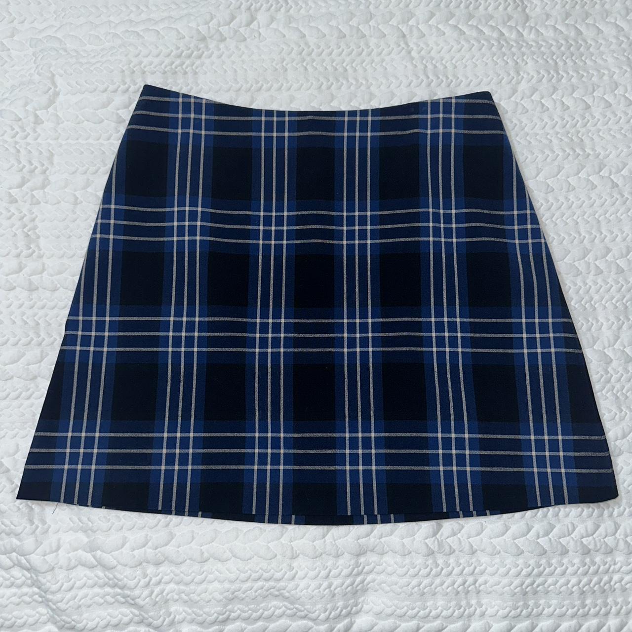 Aritzia blue outlet plaid skirt