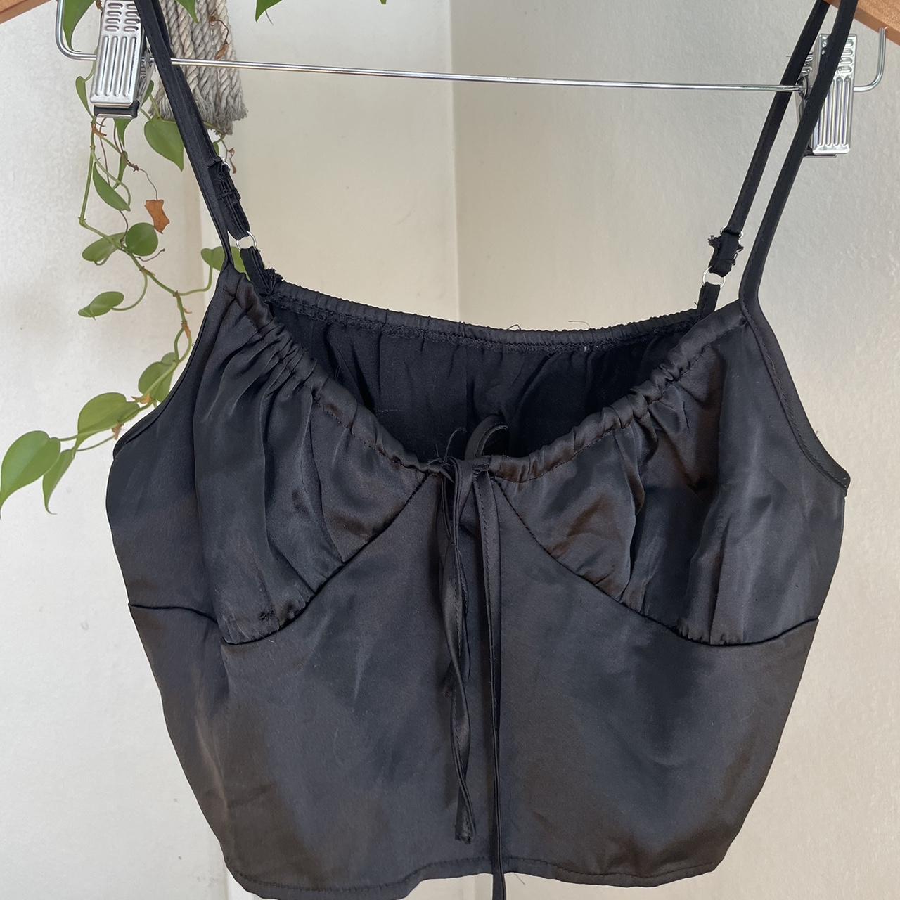 Going out black satin crop top #croptop #goingout... - Depop