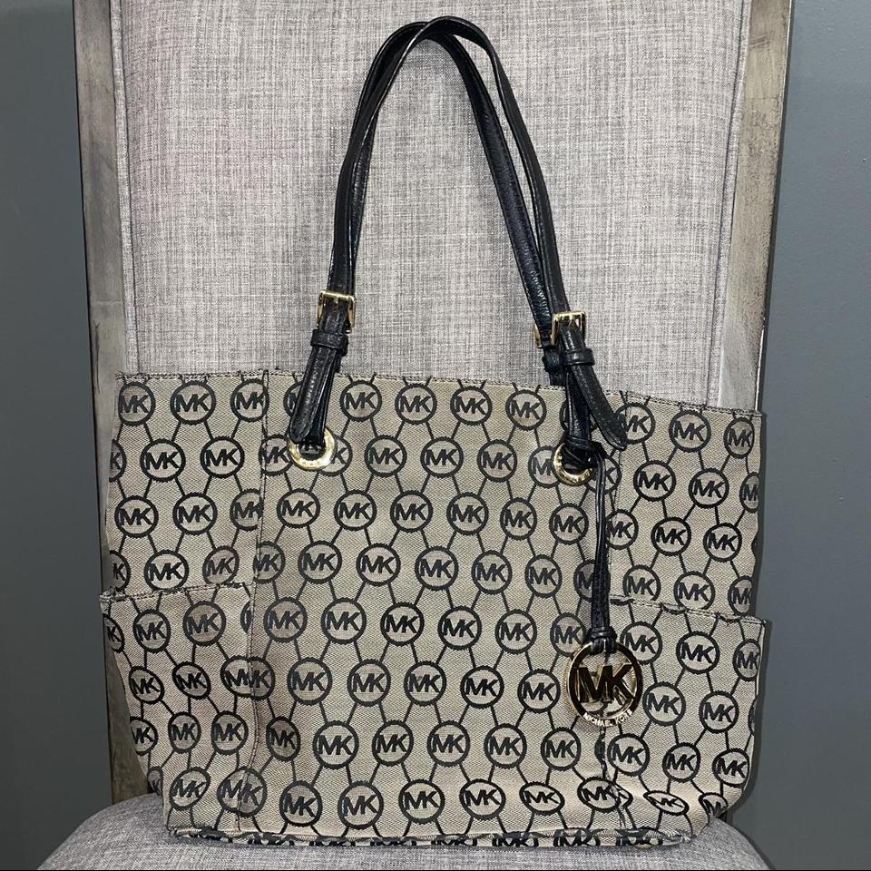 Canvas Monogram Michael Kors tote bag with gold - Depop