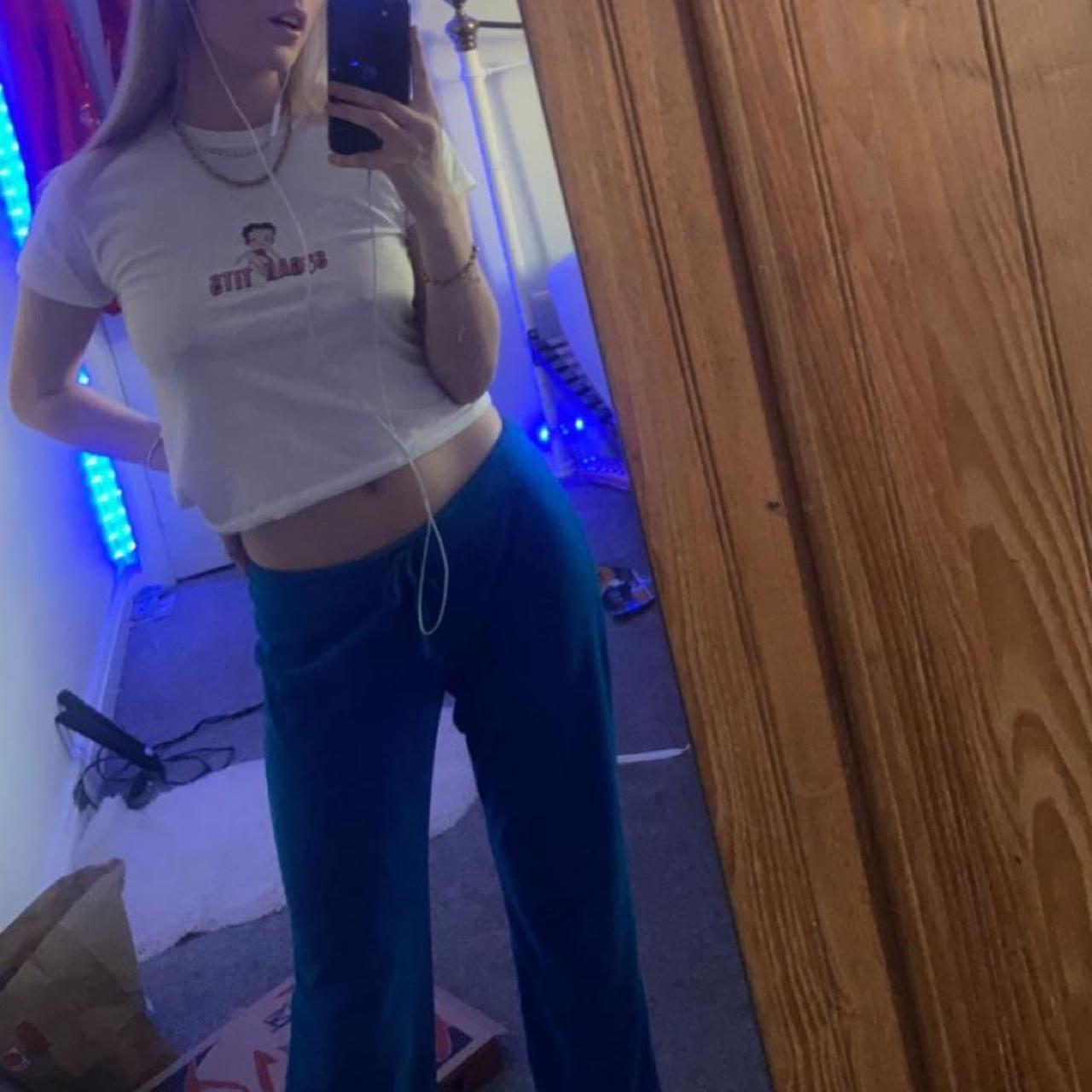 Blue velour trousers !! Juicy couture trousers dupe... Depop