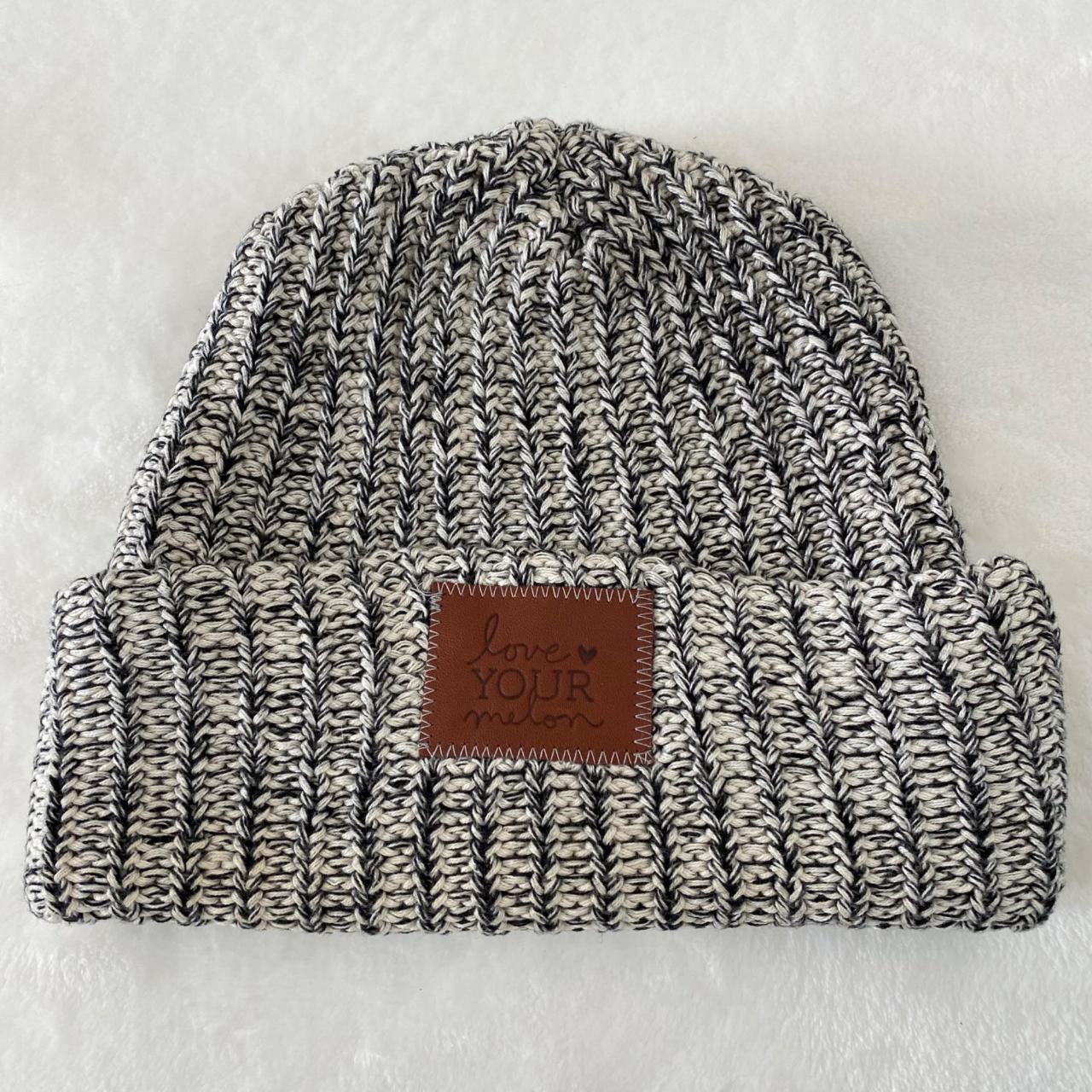 Love Your Melon Black & White Speckled Cuffed Beanie... Depop