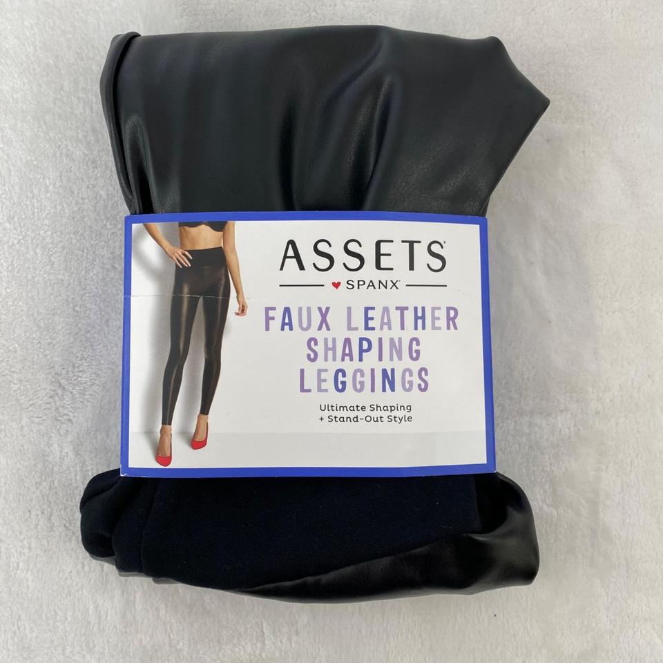 Assets by Spanx Solid Black All Over Faux Leather - Depop