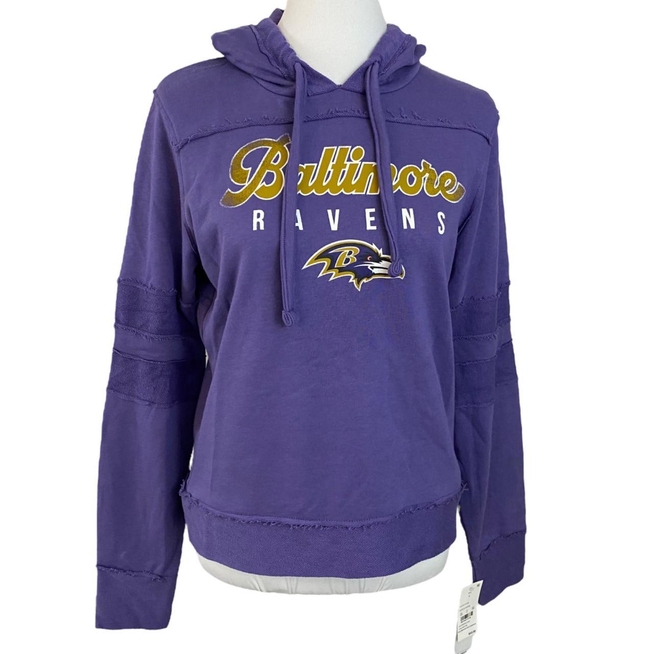 Baltimore Ravens NFL Football Purple Raw Hem Hoodie - Depop