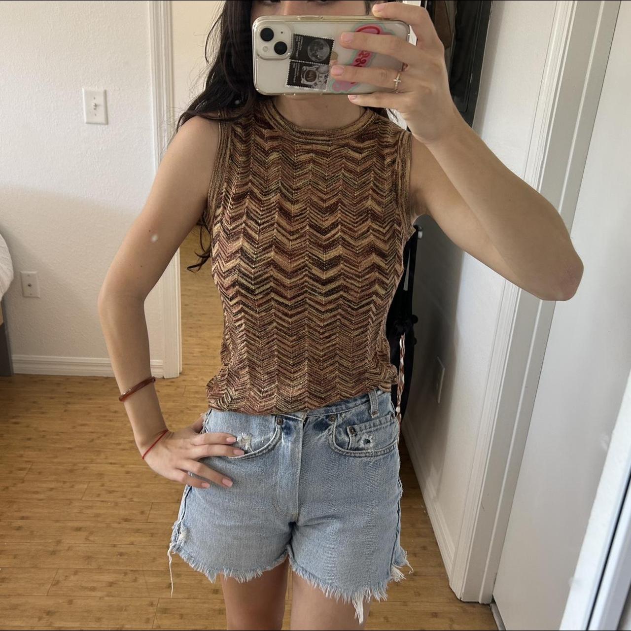 Missoni Women's Brown and Gold T-shirt | Depop