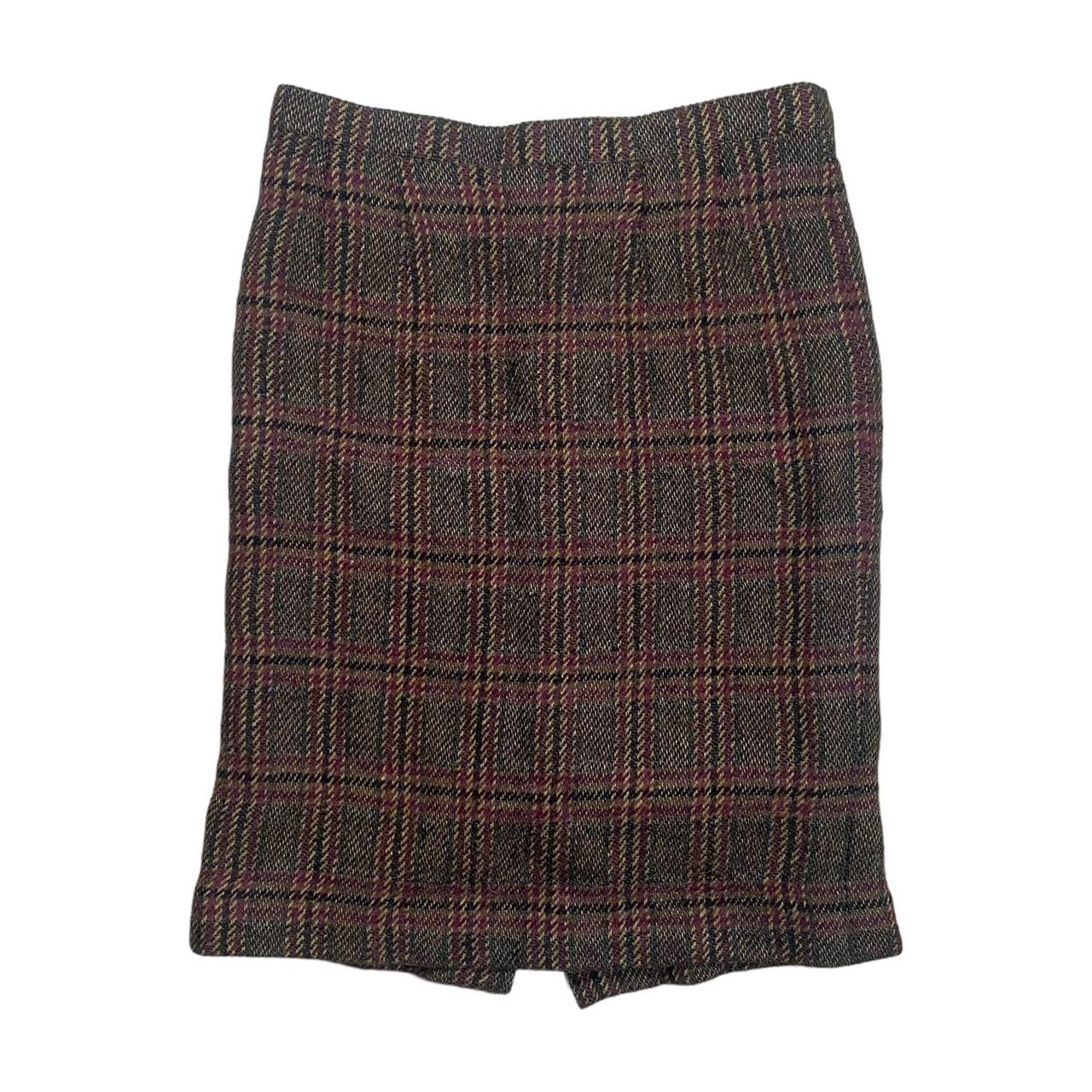 Vintage Burberry's Plaid Pencil Skirt Brown Wool... - Depop