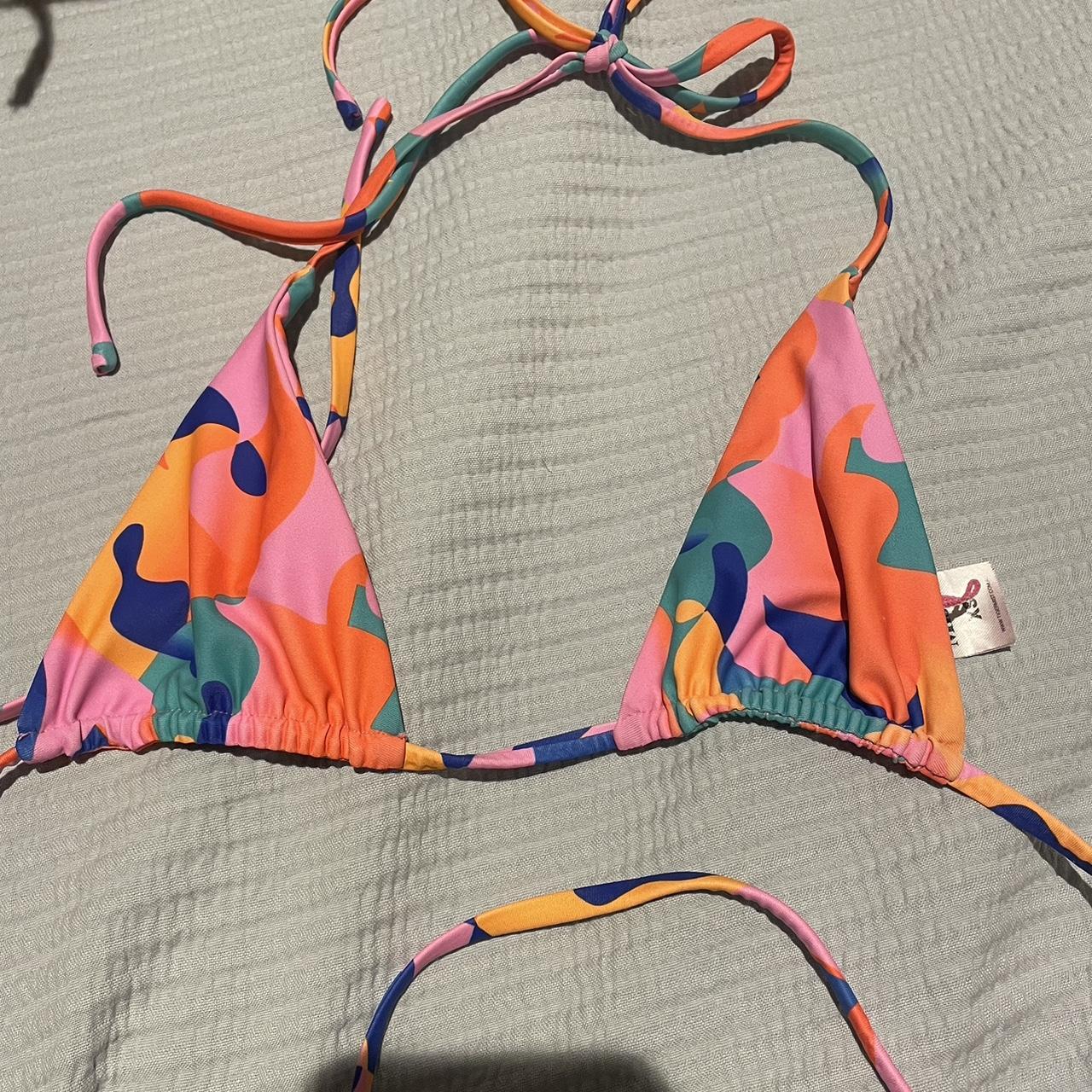 Tigermist abstract colourful bikini top XS - Depop