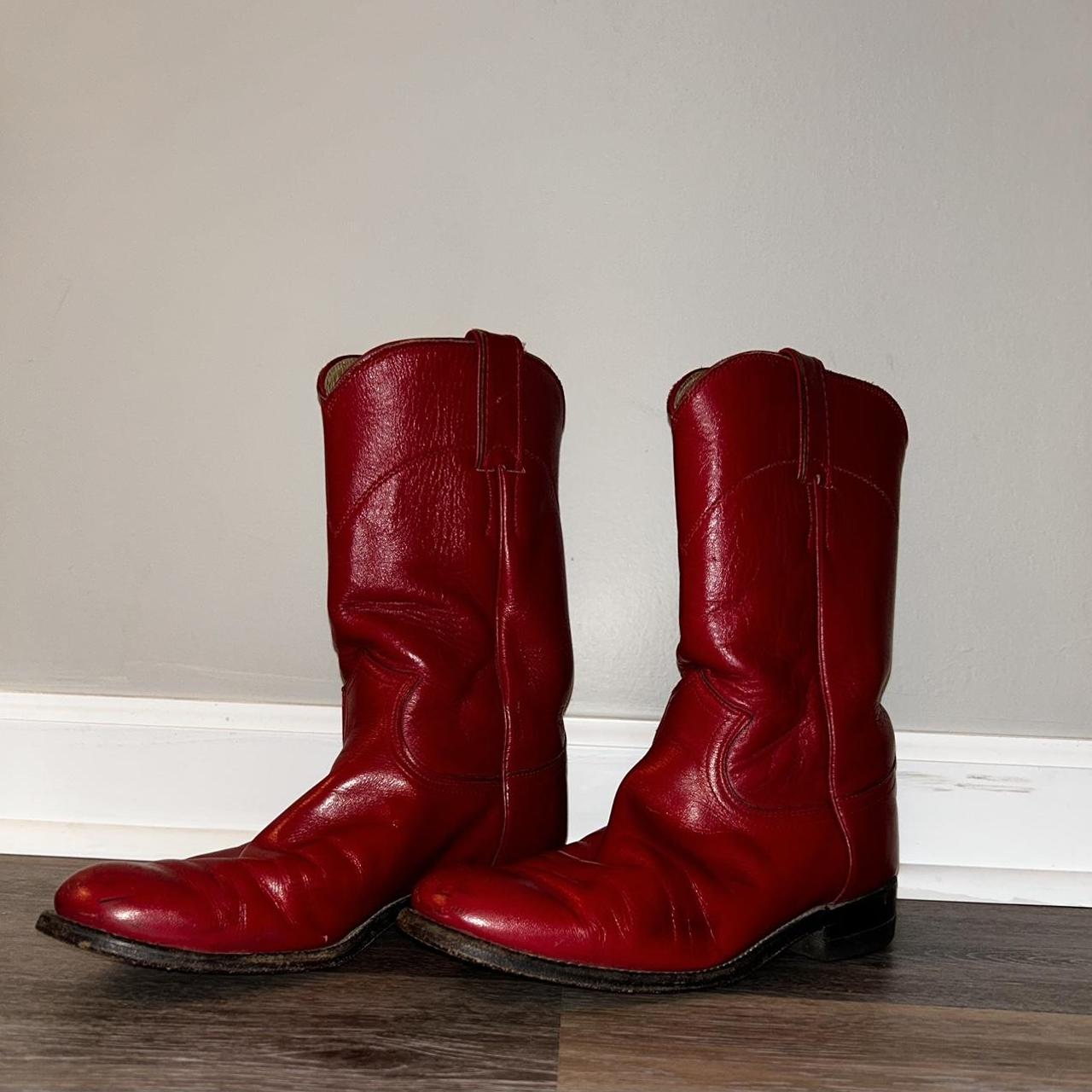 Authentic red leather Justin cowboy boots. Women’s... Depop