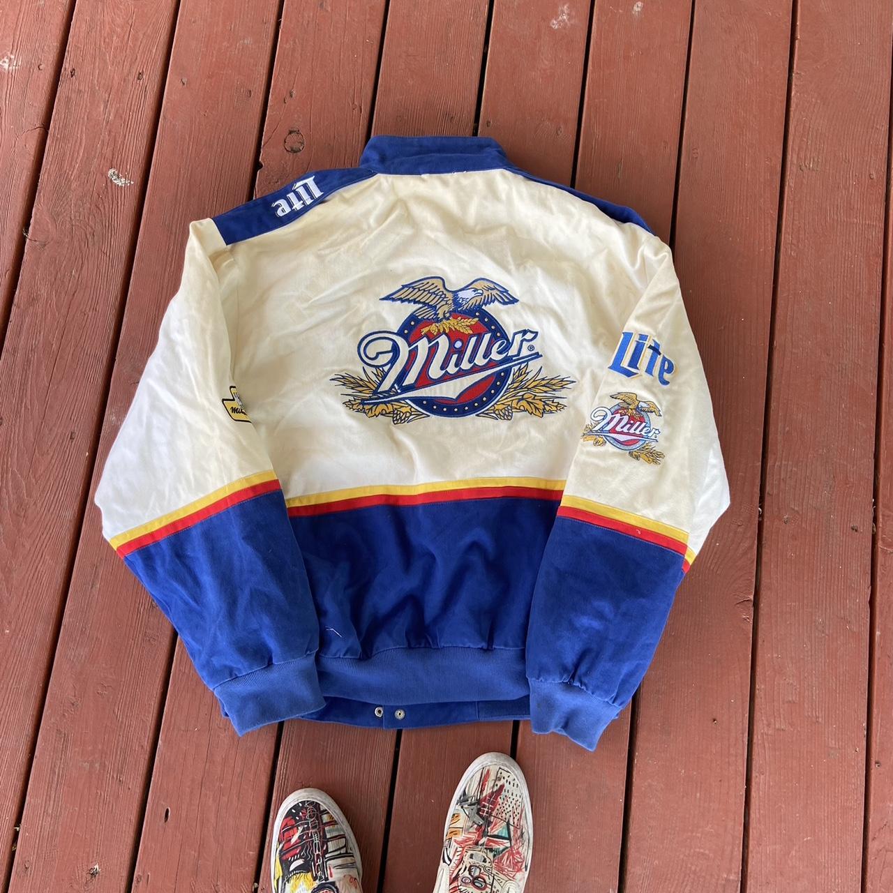 Vintage rusty Wallace miller lite nascar jacket... - Depop