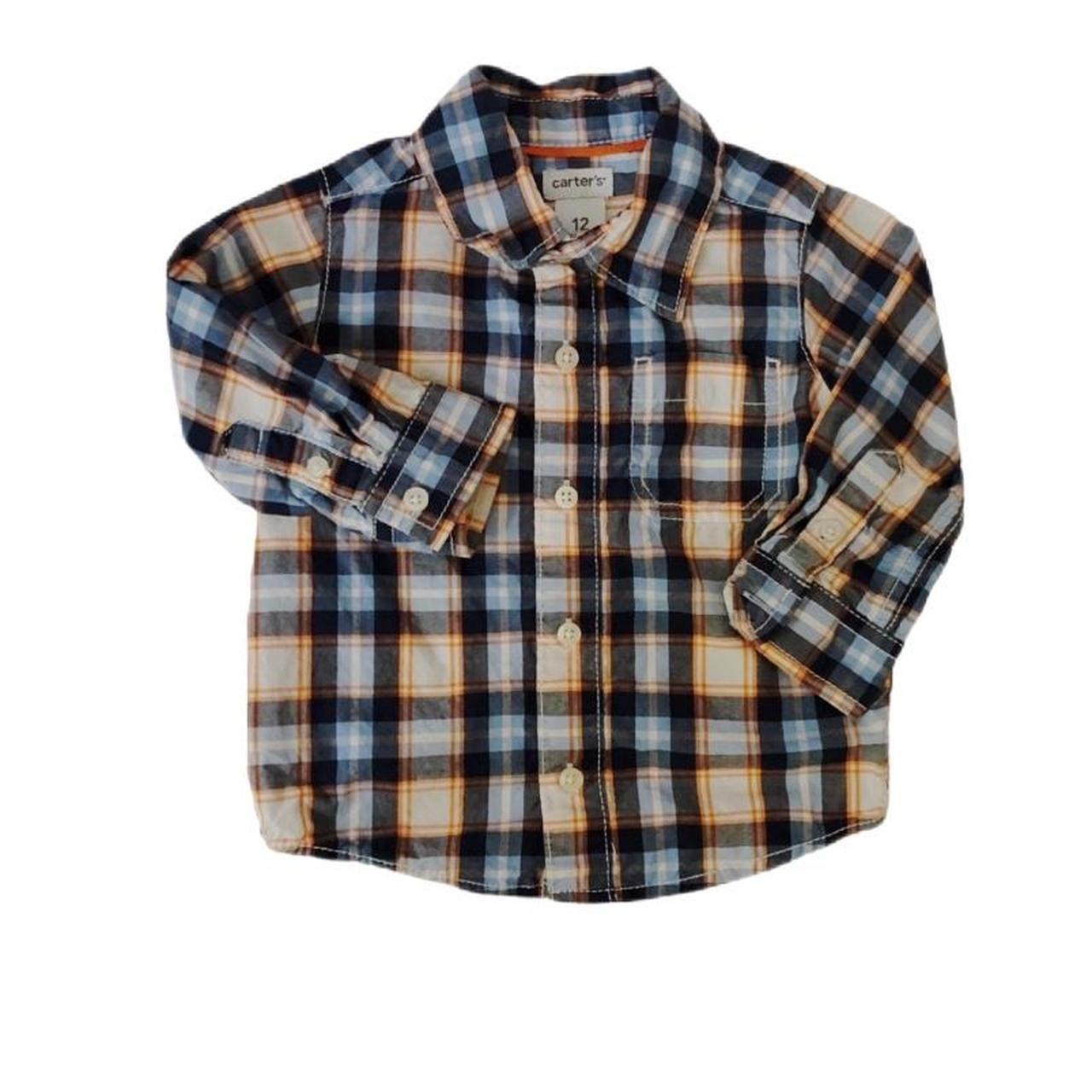 Carter’s Blue & Orange on sale Plaid Button Down