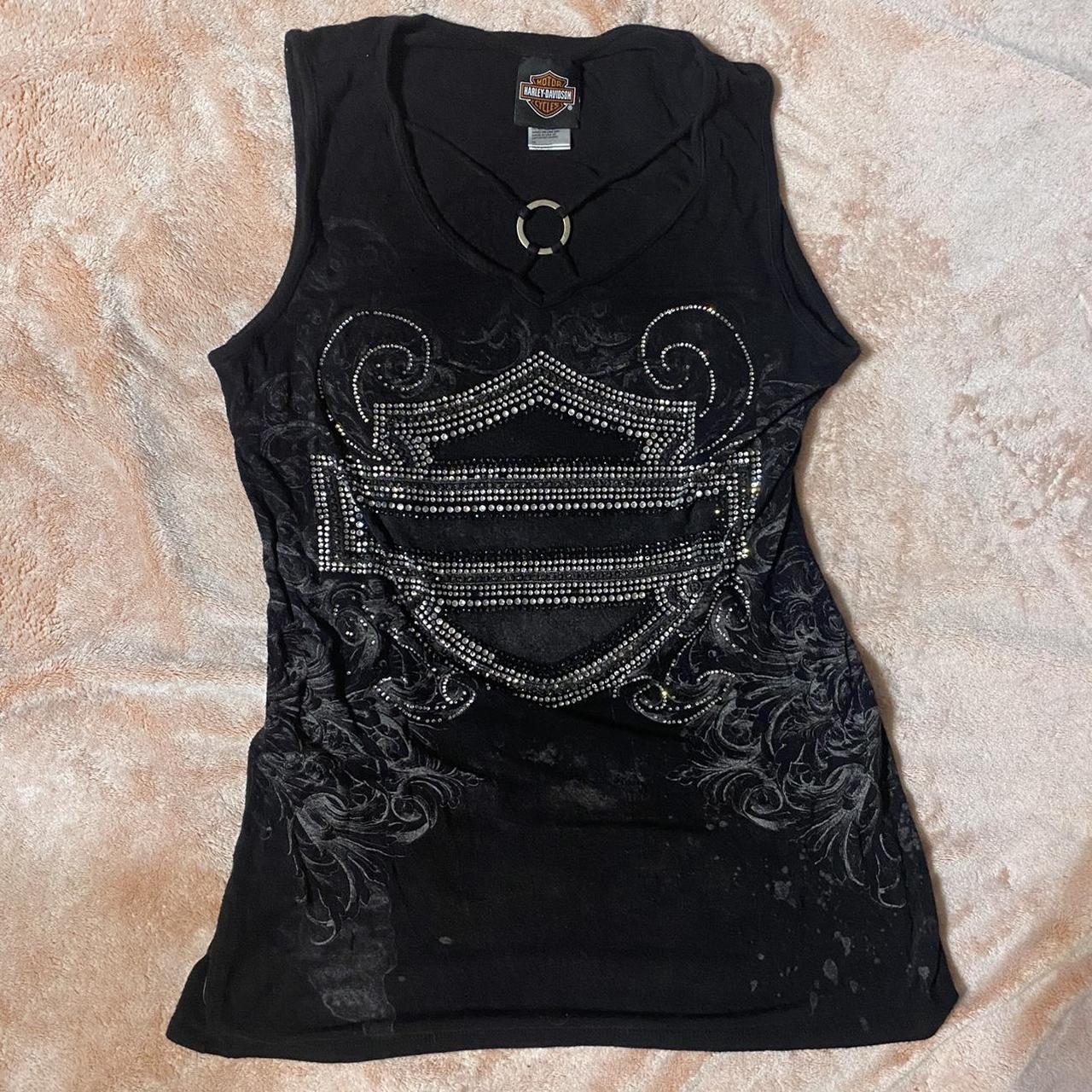 Harley Davidson rhinestone tank top very comfy... - Depop