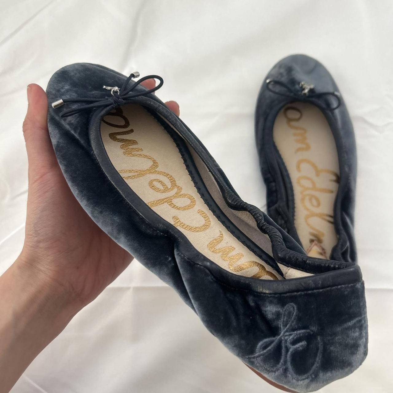 Sam Edelman blue velvet ballet flats with Depop