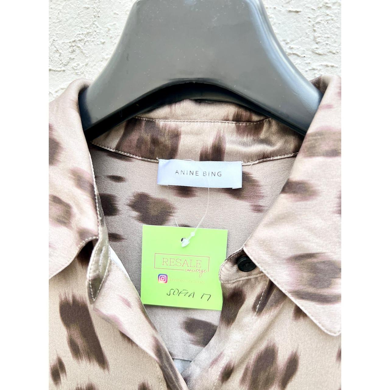 Anine Bing Vivienne Leopard Print 100 Silk Shirt Depop