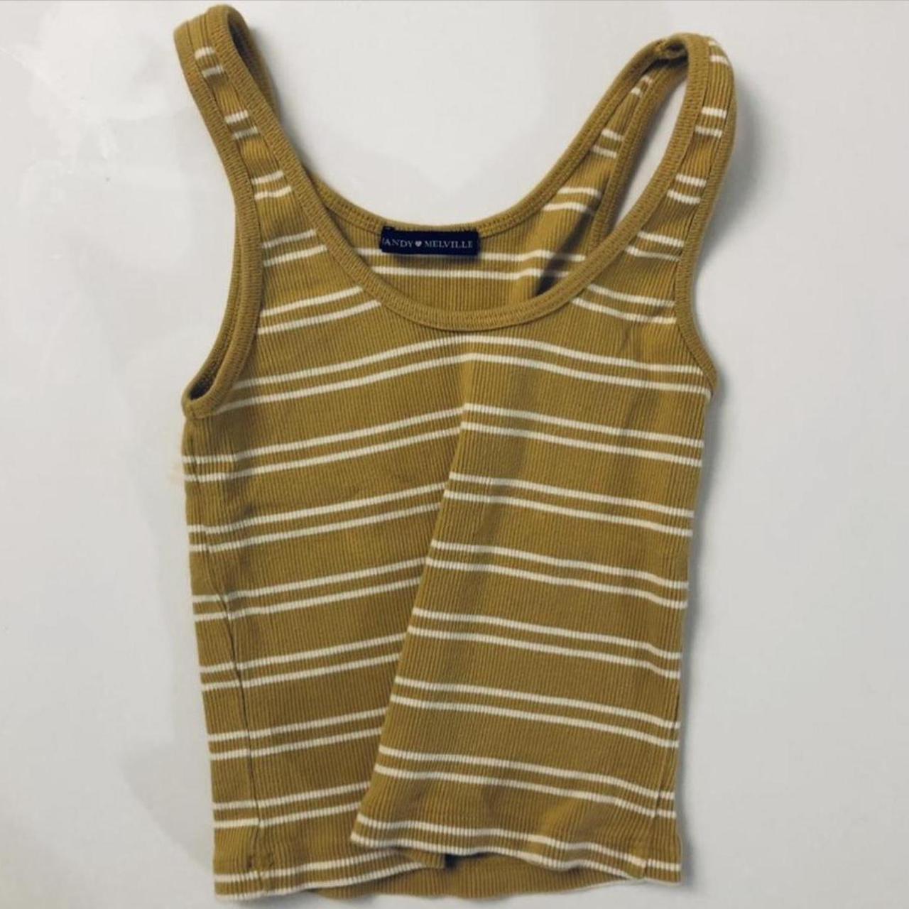 Brandy Melville Women's Yellow and White Croptop Depop