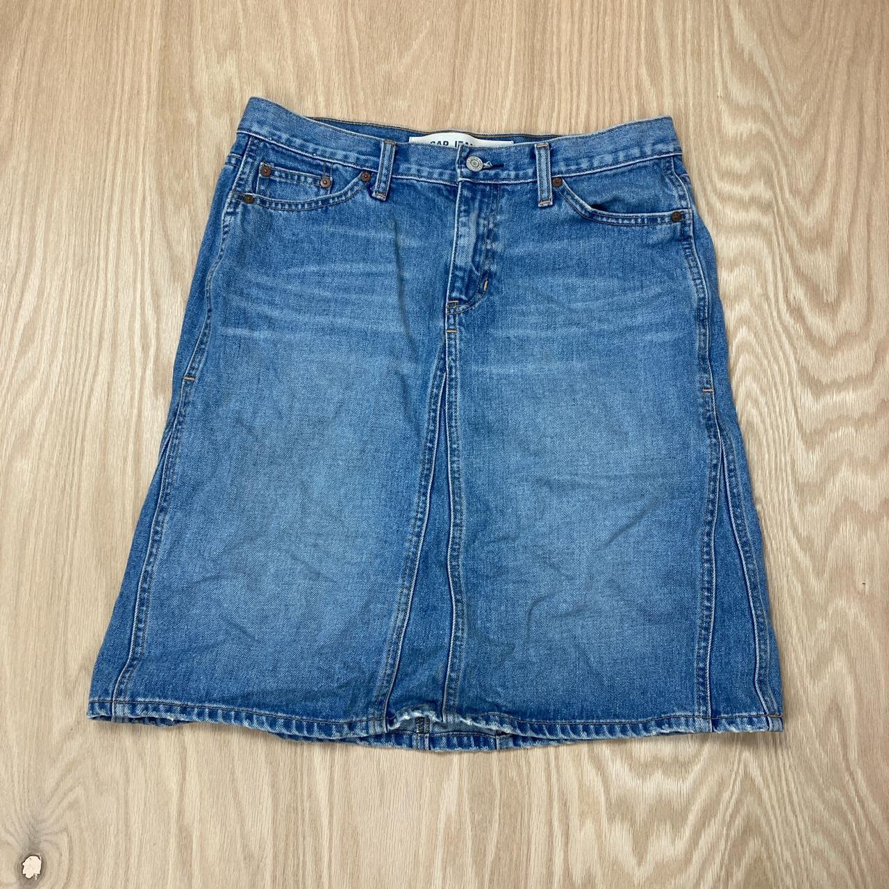 VTG 00's GAP Jeans Denim skirt mid length faded... Depop