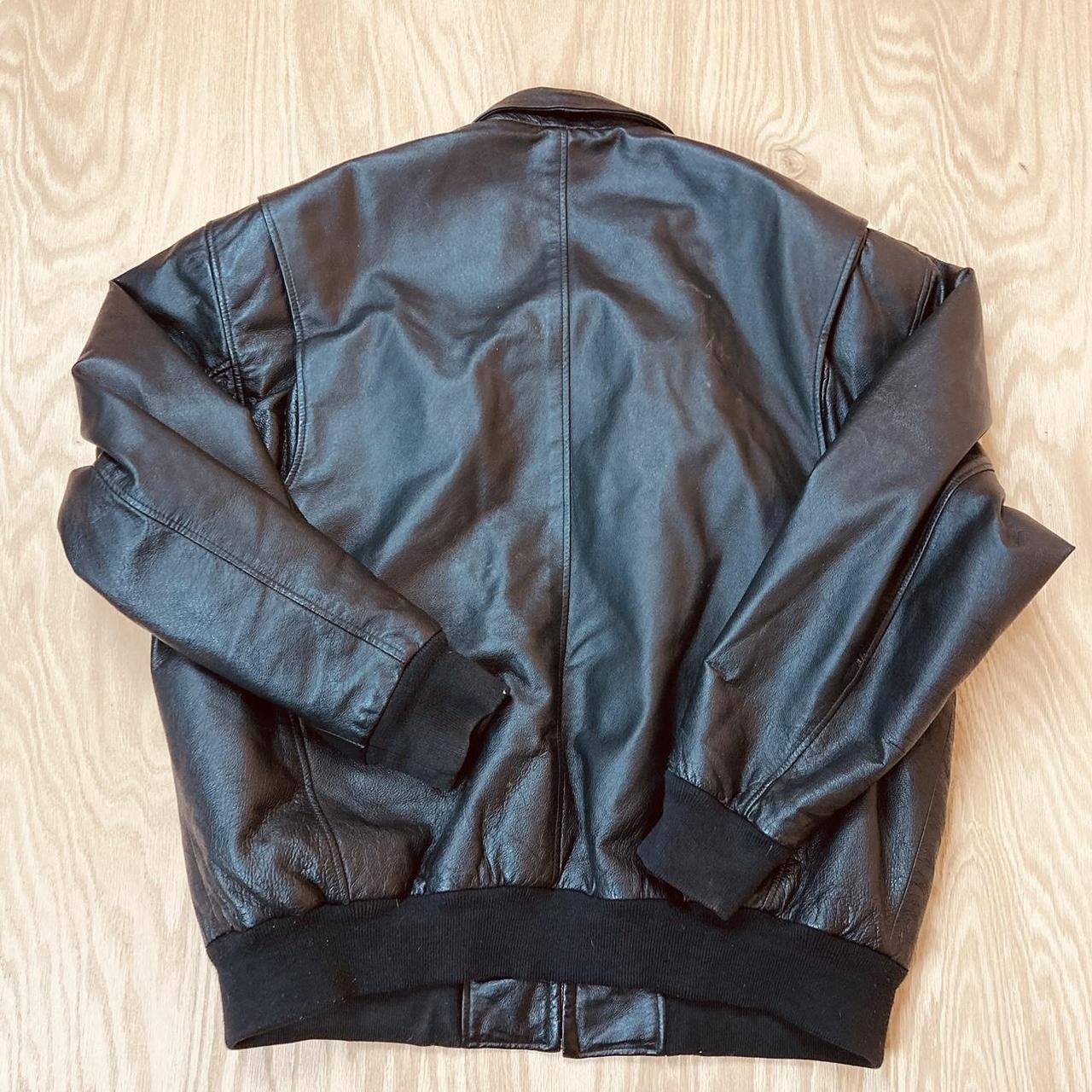 00’s Black Leather Boeing Aircraft Pilots jacket... - Depop