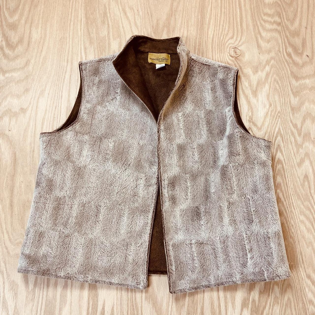 90’s Vintage Painted Pony Faux leather hide fur vest...