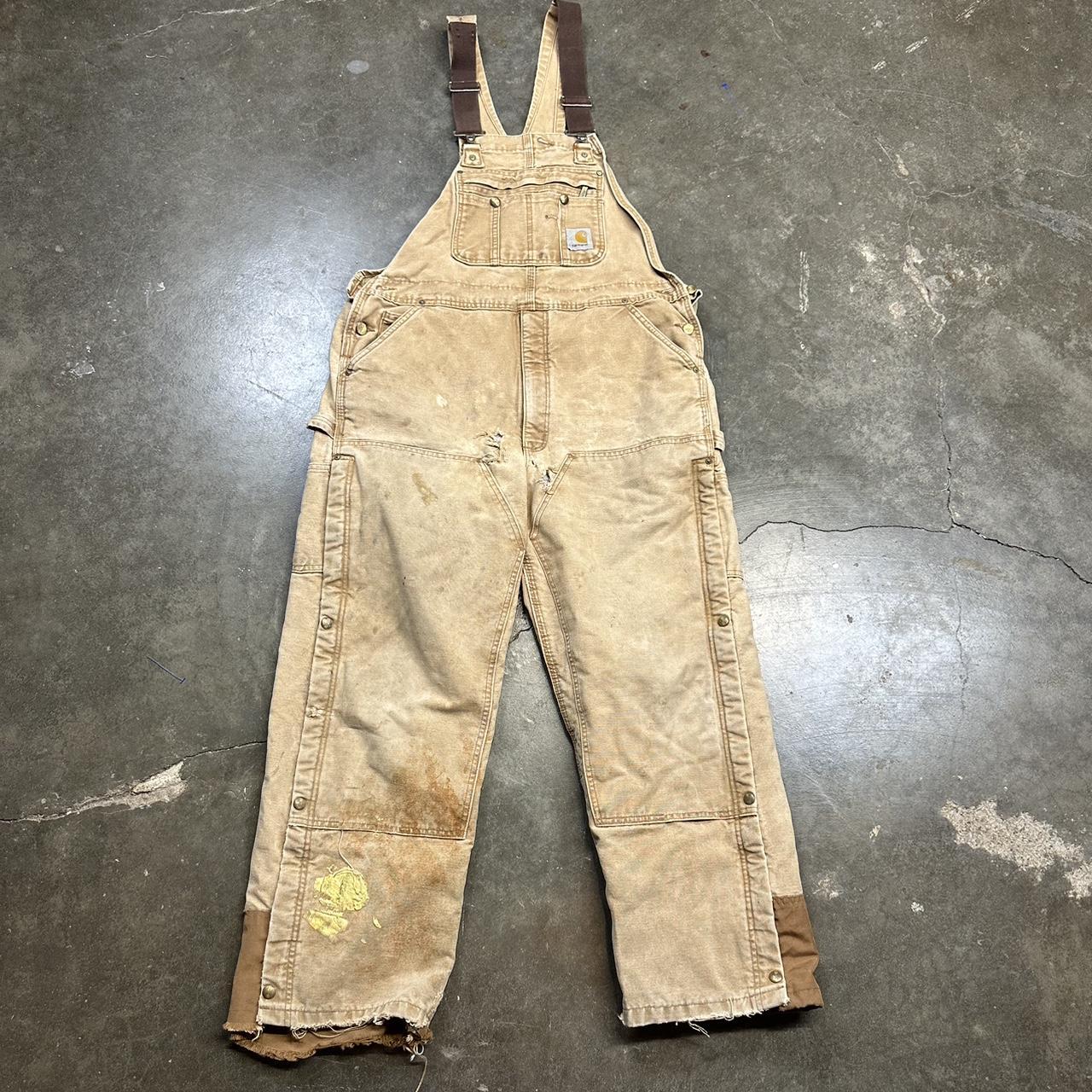 NWT Brown Carhartt Bib Overalls Men's Size 32W x - Depop