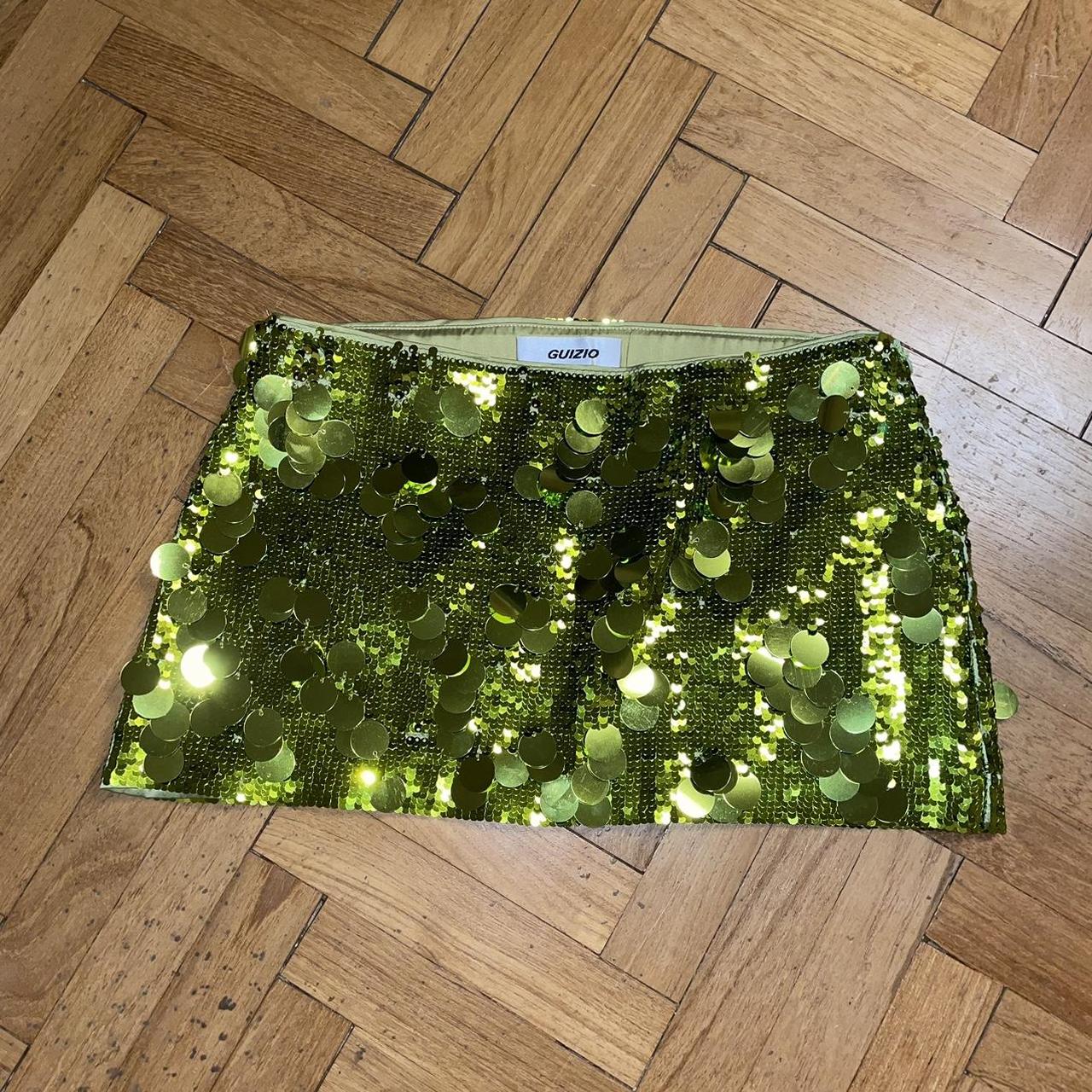 Danielle Guizio Women's Green Skirt | Depop