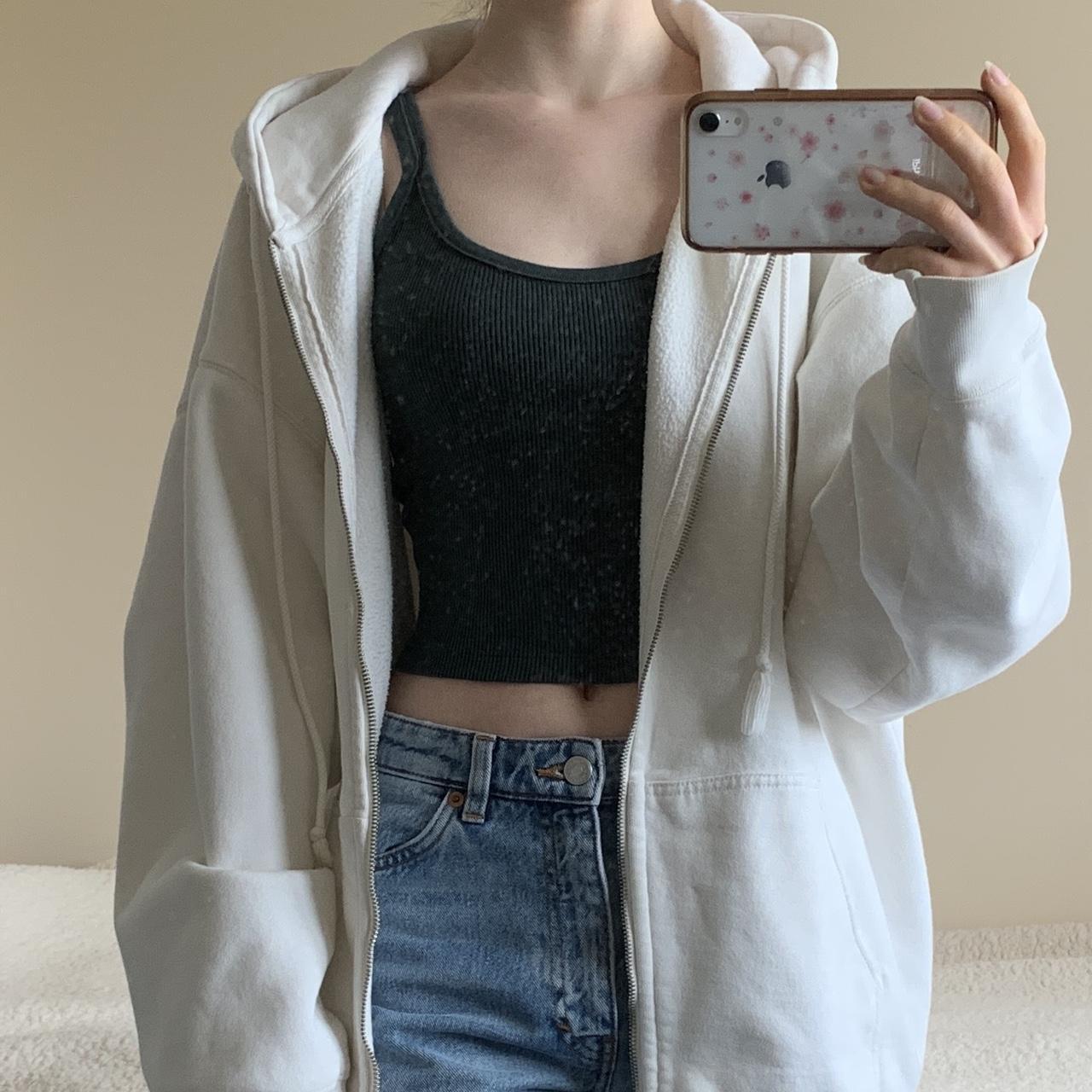 Brandy Melville Women's Cream Hoodie Depop