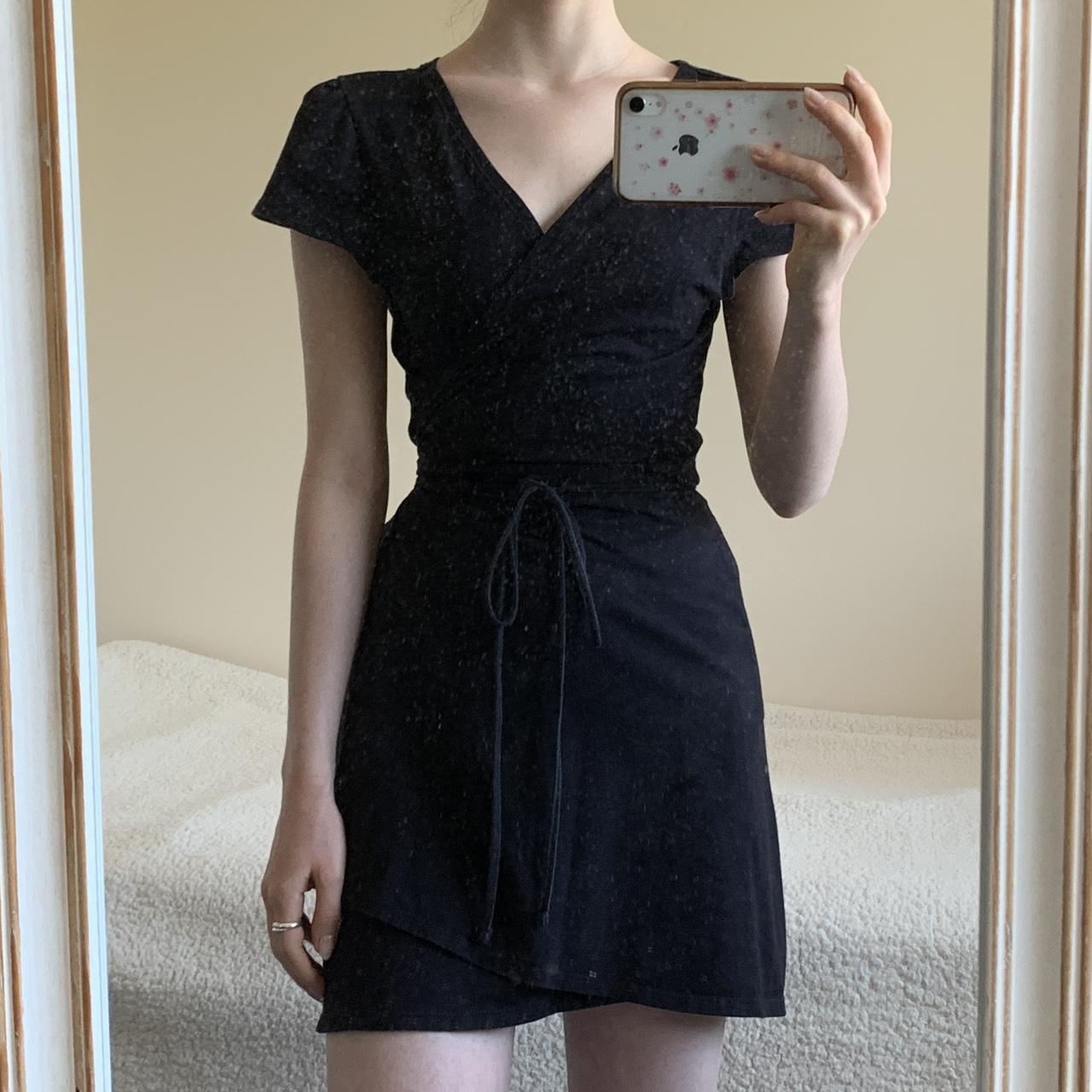 brandy melville black cotton wrap dress. one size.... Depop