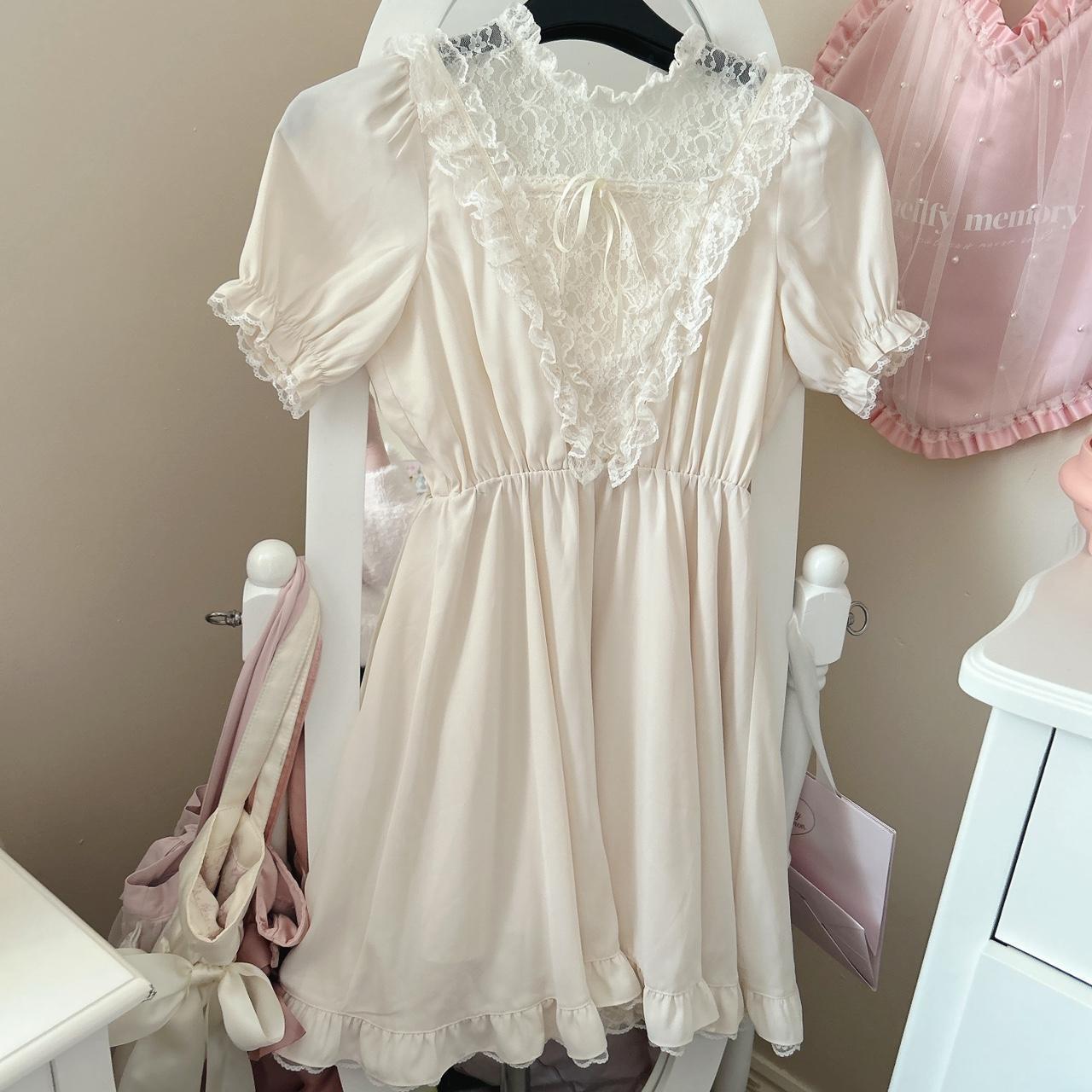 honey cinnamon japan ivory/cream lace ribbon dress 💕... Depop