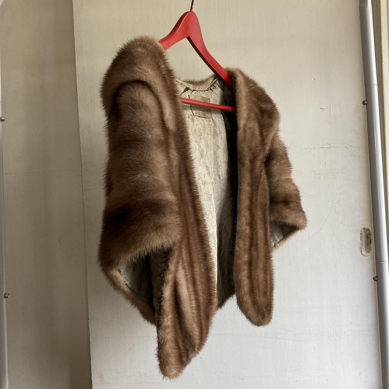 Vintage Brown Mink Fur Shawl Signs of wear visible... - Depop