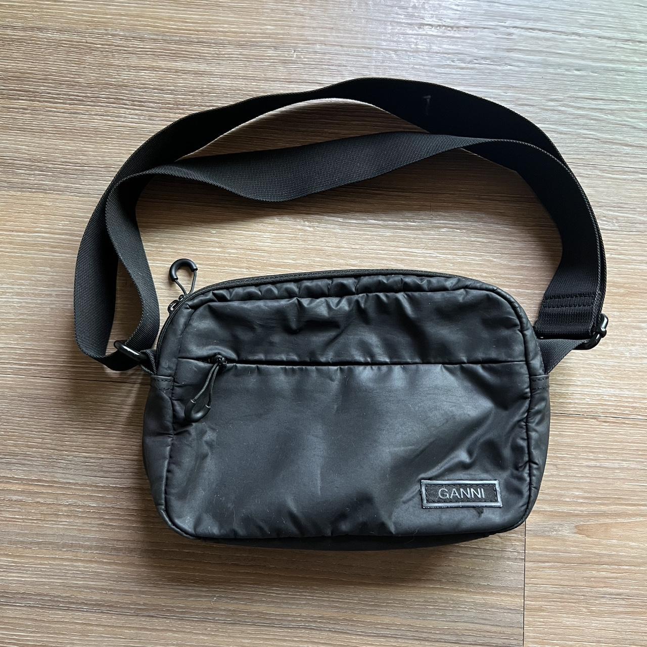 Well worn, well loved black Ganni tech festival bag.... - Depop