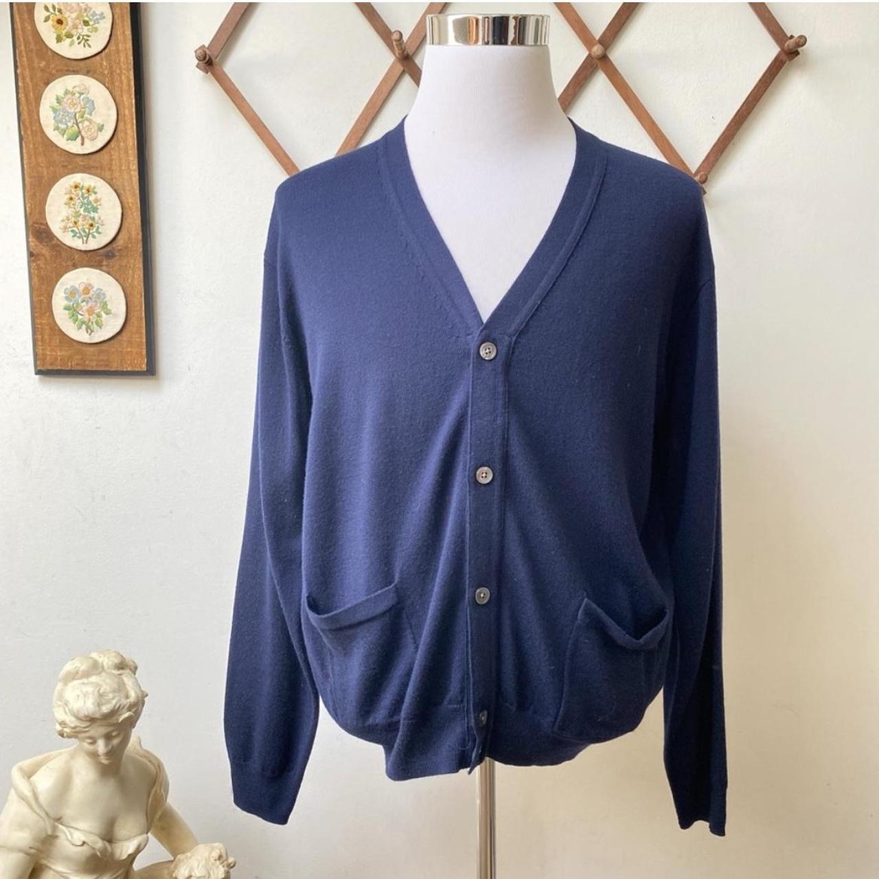 Jos A Bank Italian Merino Wool Blue V Neck Cardigan. Depop