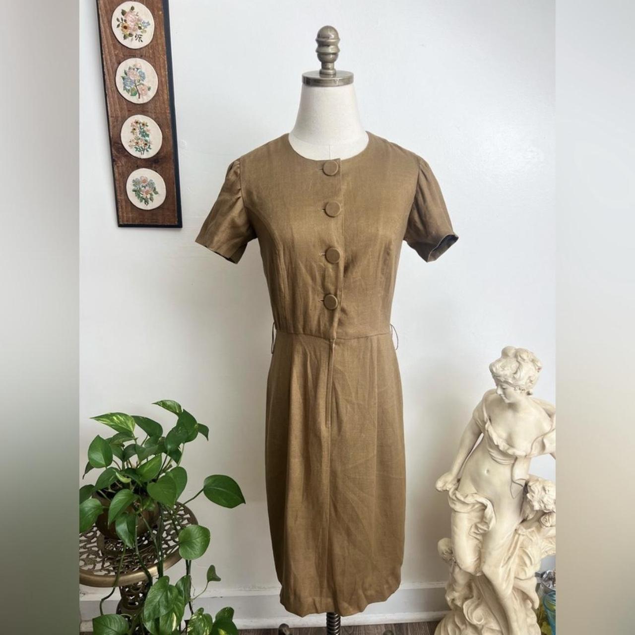 Vintage 90s Linen Tea Length Dress By Andrea. Depop