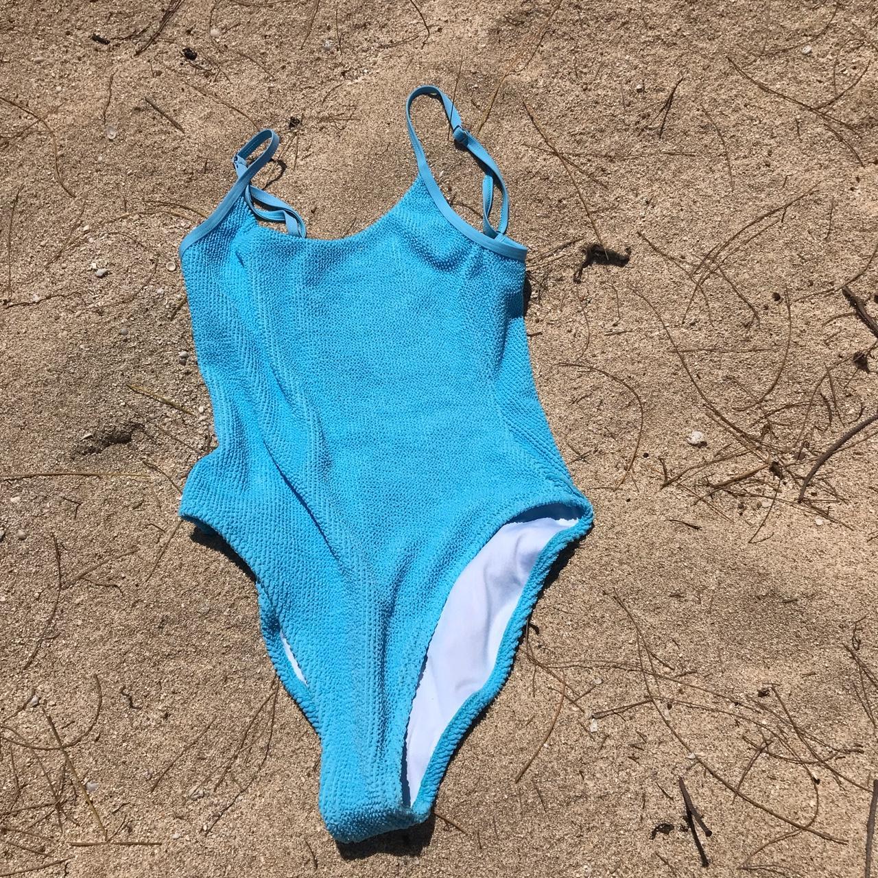 Frankies Bikinis Women's Blue Swimsuitonepiece Depop