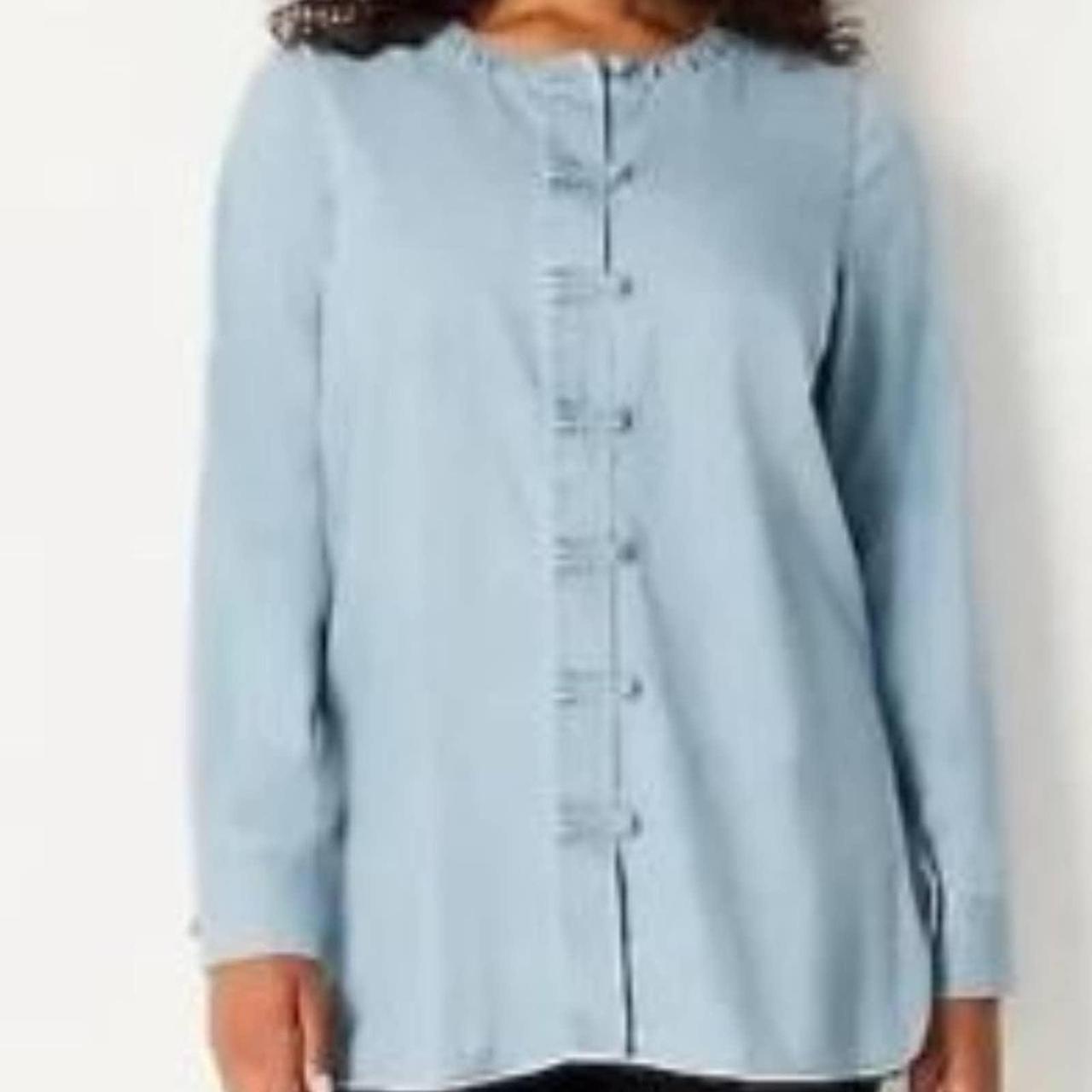 J. Jill Bristol Chambray Denim Shirt Top Blouse Blue Large Tunic Style