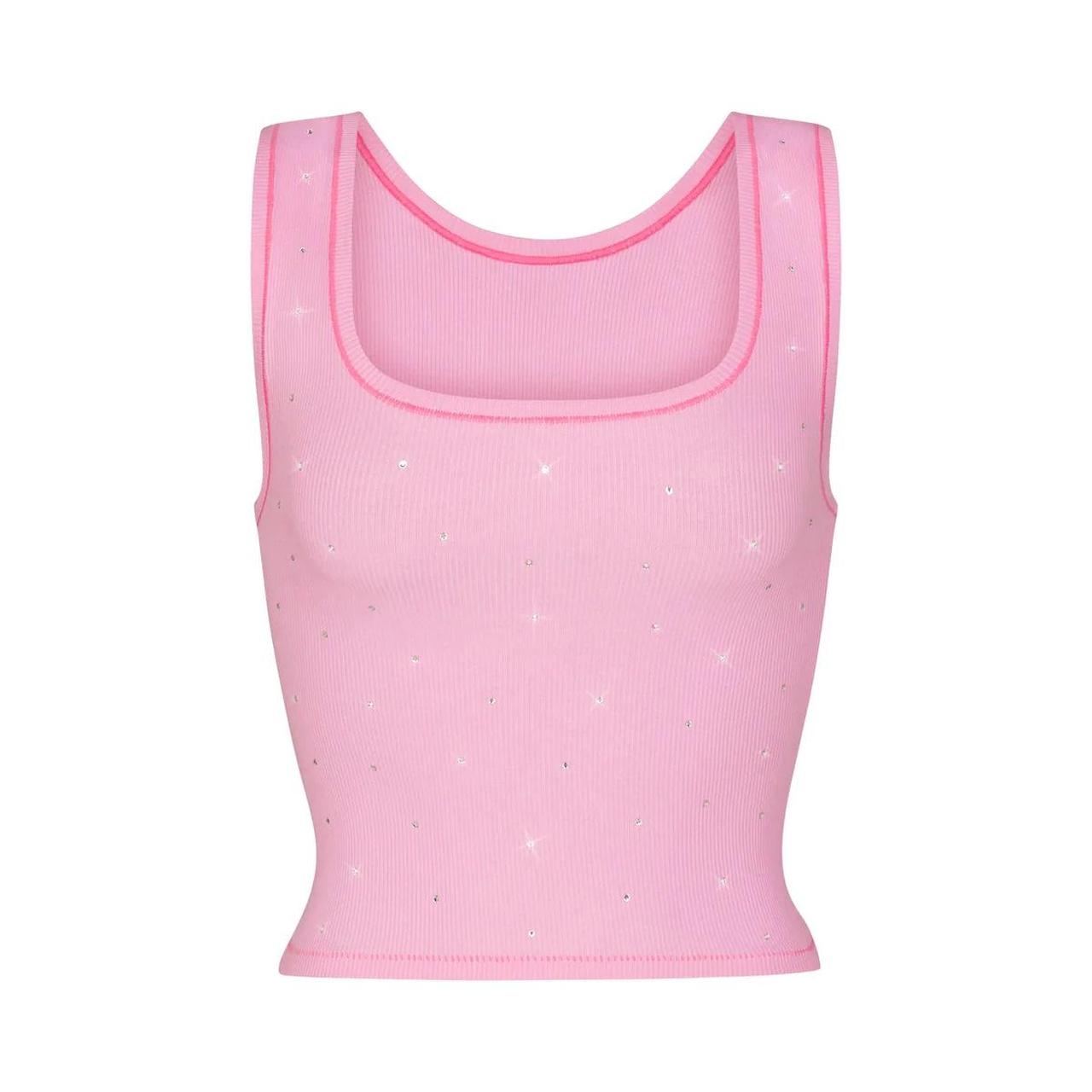 LIMITED EDITION SKIMS XS RASBERRY PINK RIBBED SET TANK TOP AND