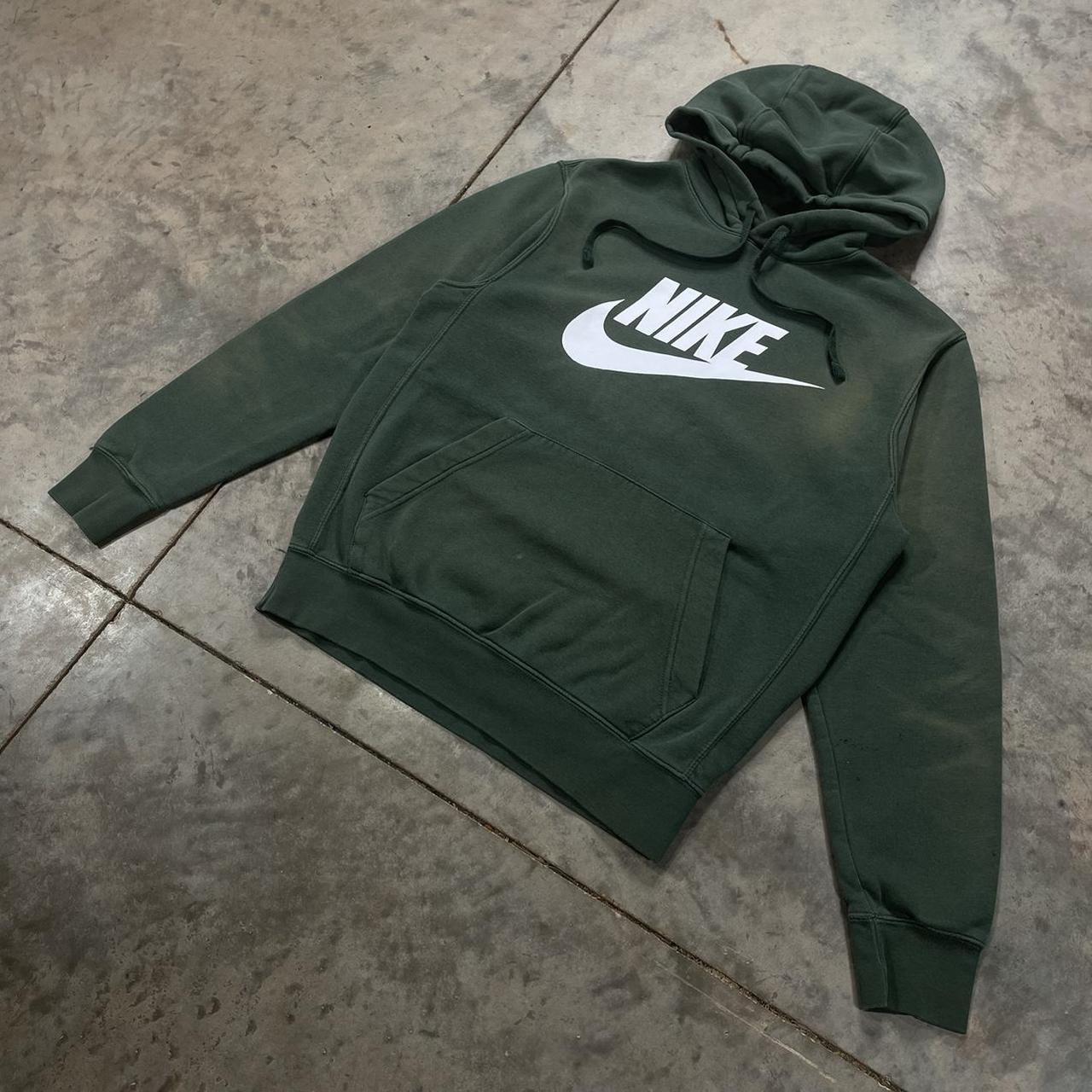 Nike Hoodie Sweatshirt Faded Green Nike Logo Hoodie Depop