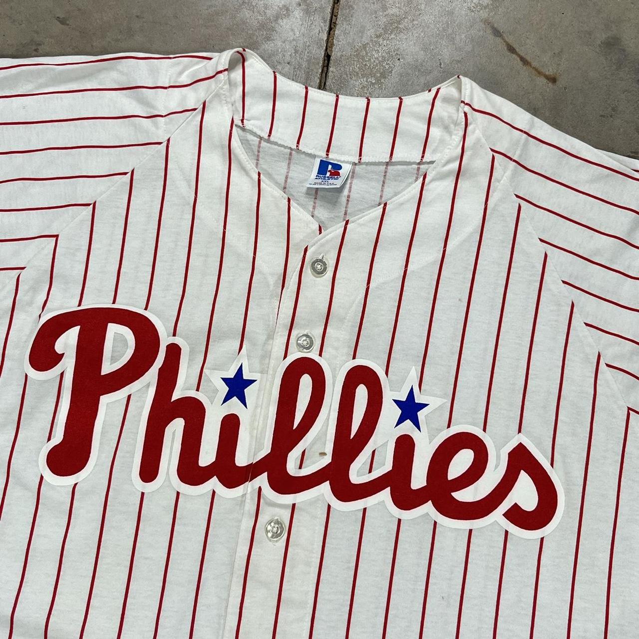 Vintage 80s sports jersey Phillies jersey women's - Depop