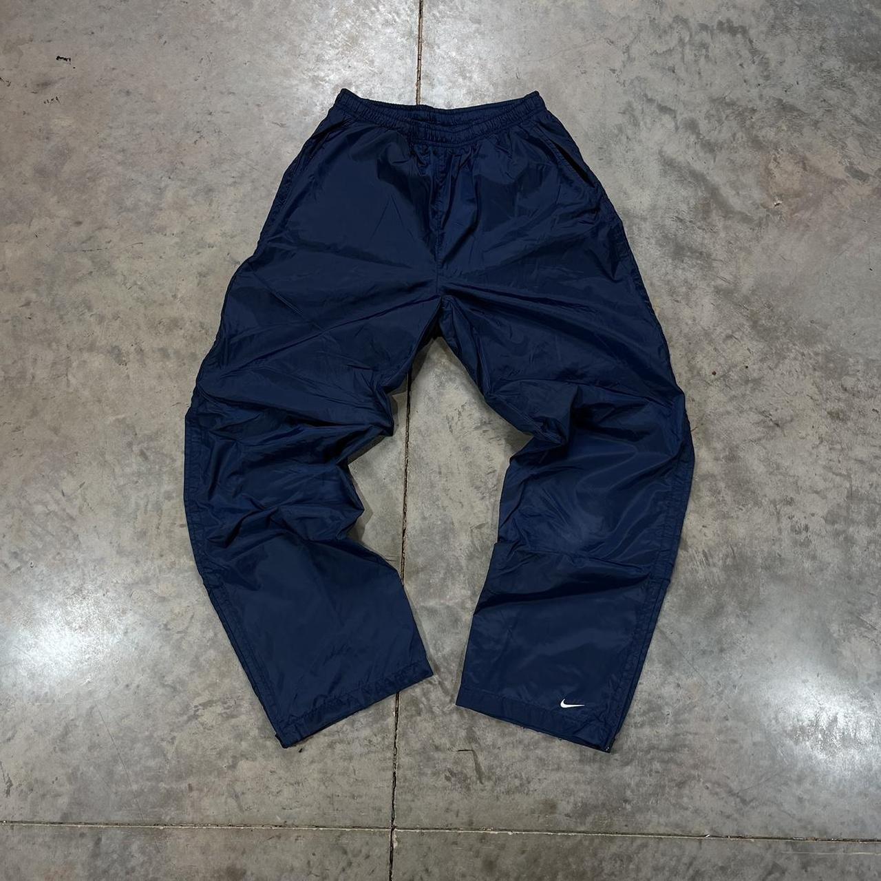 Nike Vintage Y2K Mens Navy Blue Nylon Track Pants Size XL 