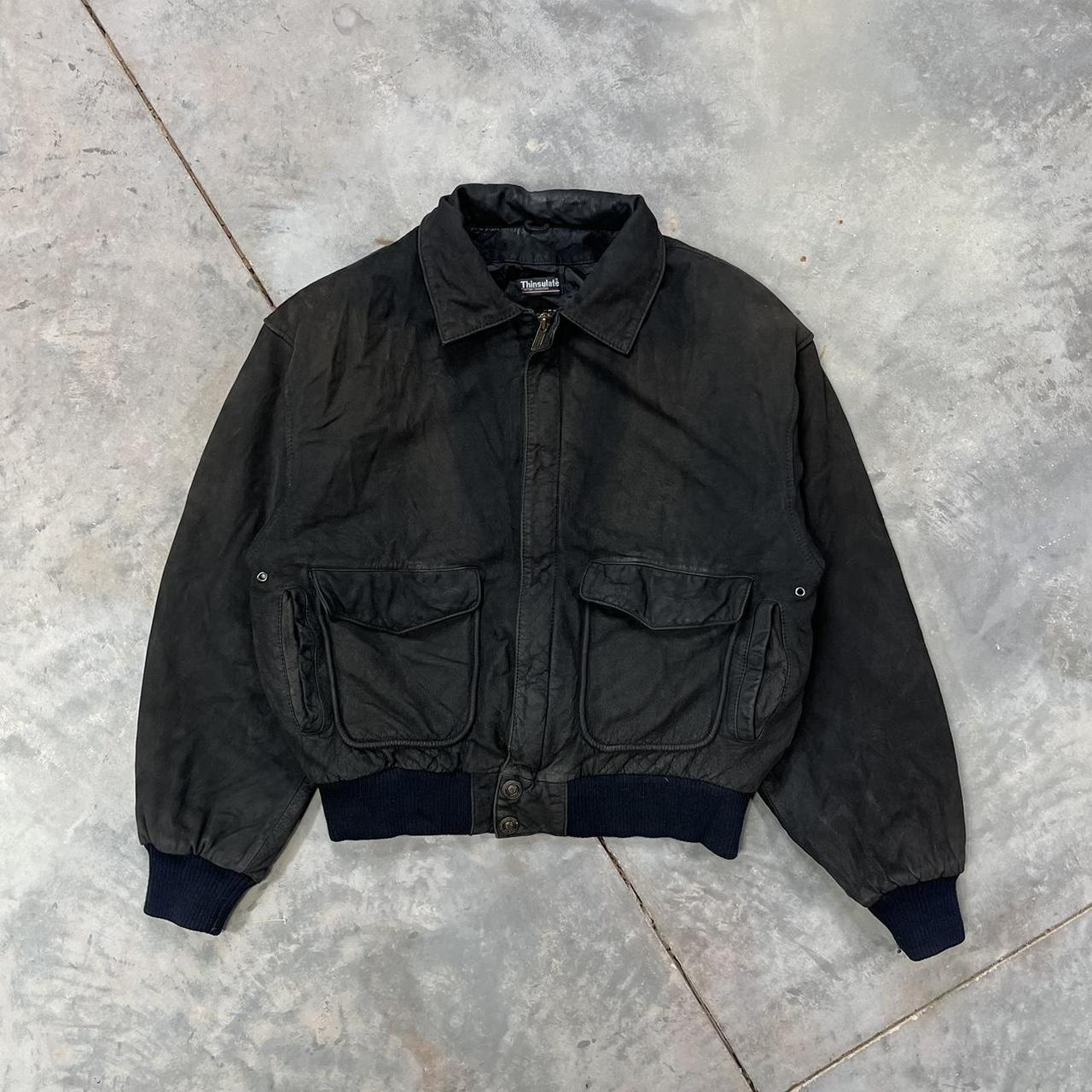 Vintage Leather Bomber Jacket Black Vintage Suede... - Depop