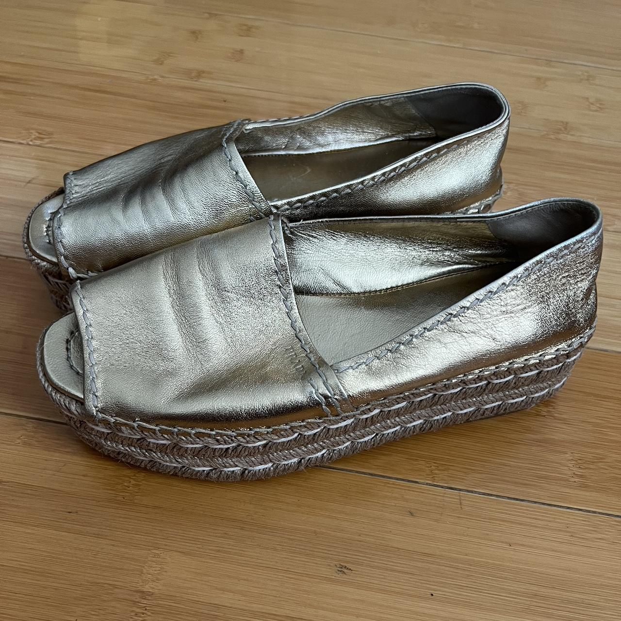 Prada gold leather espadrilles never worn brand new