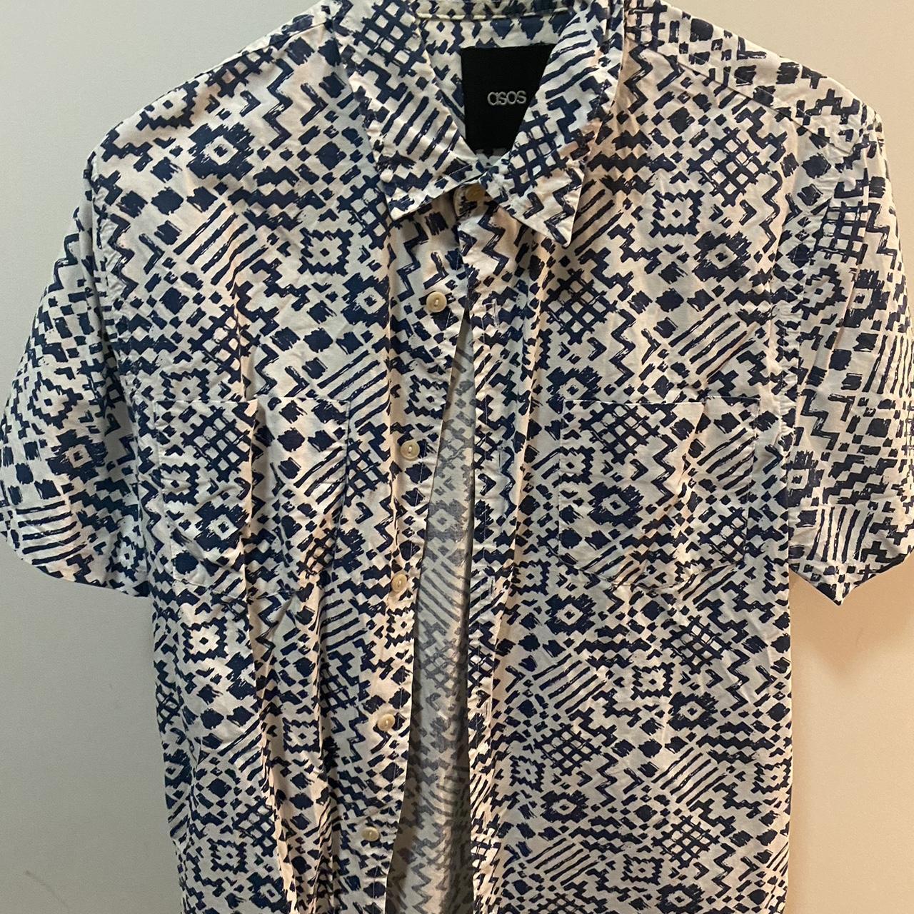 ASOS Men's White and Blue Shirt | Depop