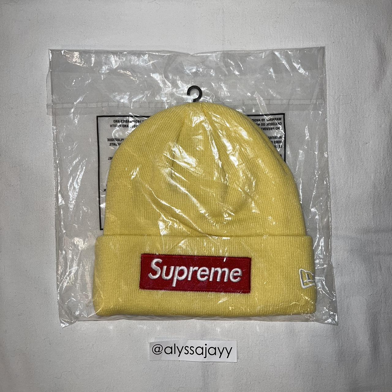 Supreme x New Era Box Logo Beanie💛 •Brand new in the... - Depop