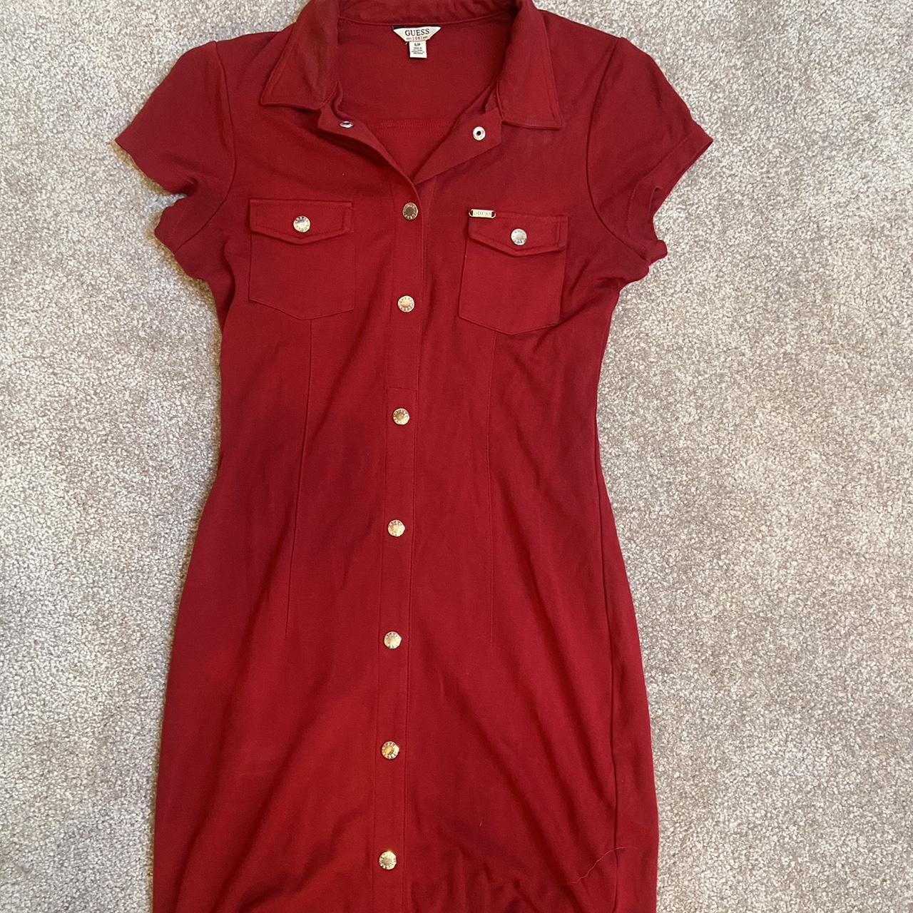 Guess red button down dress. Super comfortable and... Depop