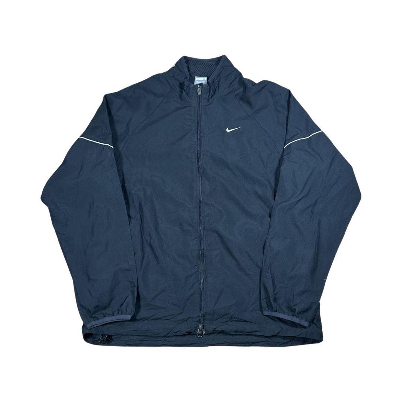 00's Nike Black Track Jacket with White Embroidered... Depop