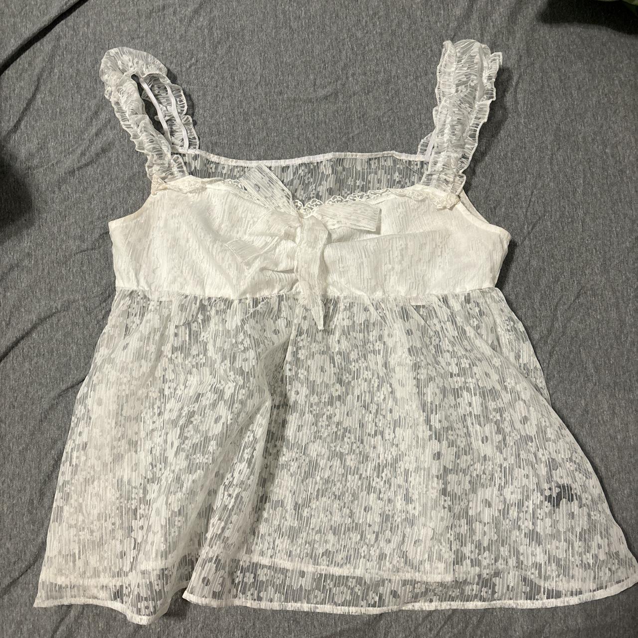 Sheer floral top from Cider. Has slight stains but... - Depop