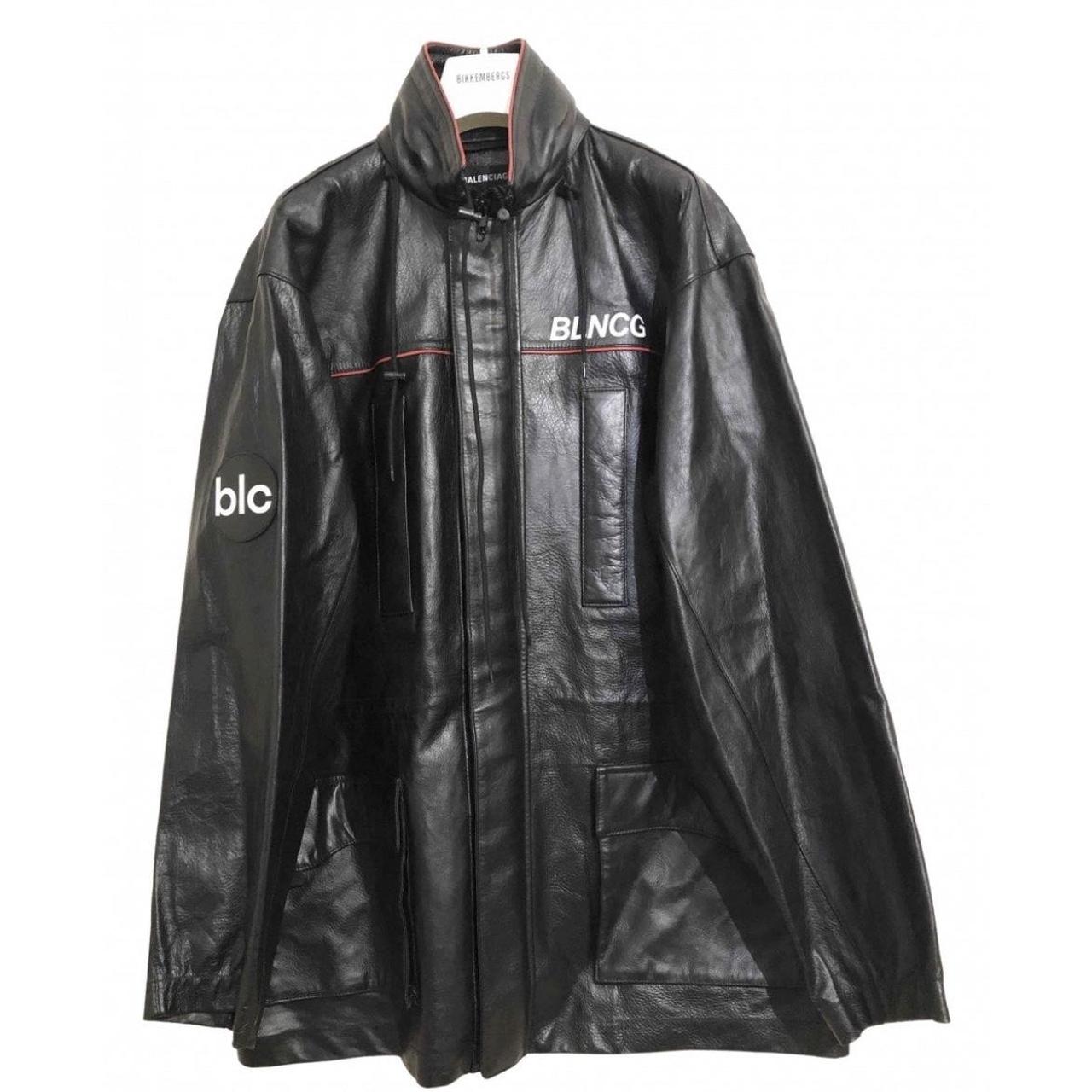 Balenciaga men's leather on sale jacket