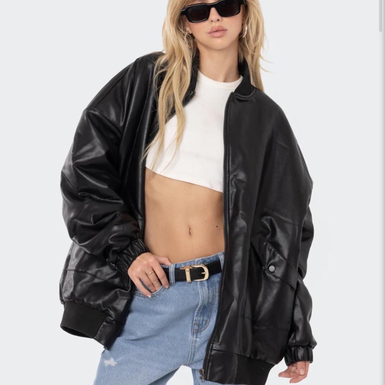 Popular edikted oversized leather jacket!! #edikted... - Depop