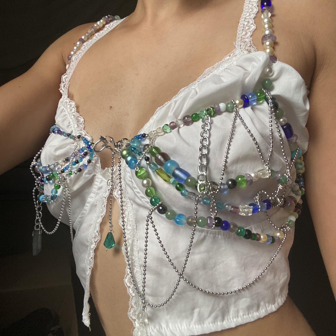 True emotion beaded bralette 🌙🔗 hand beaded and... - Depop